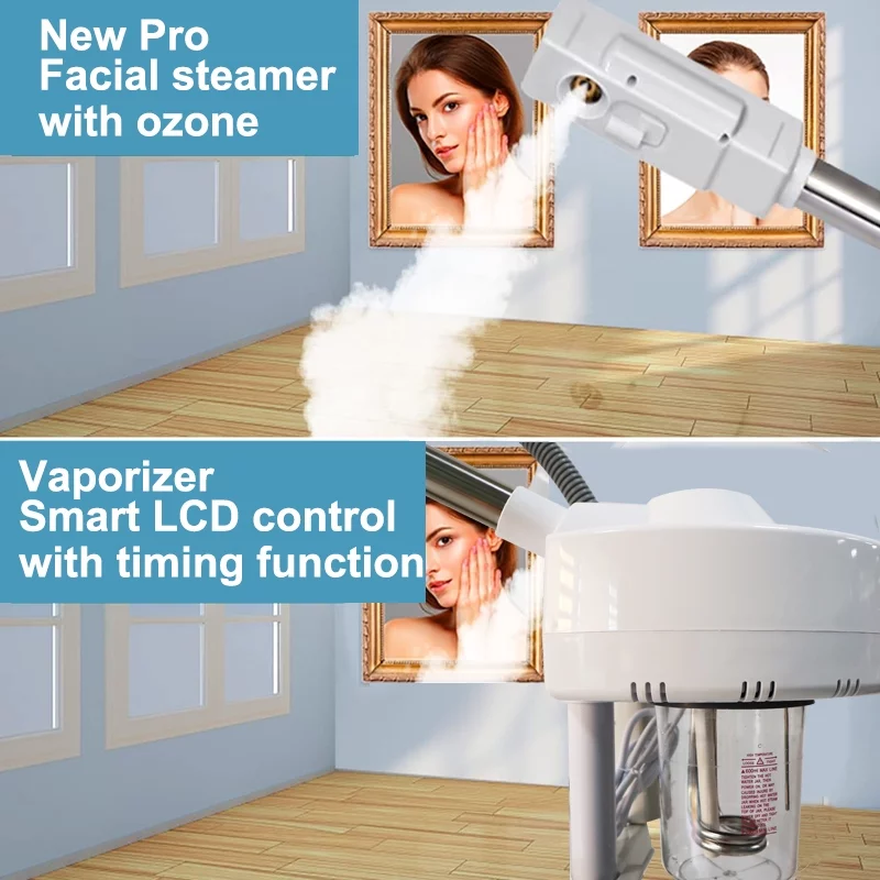 2-In-1 Facial Steamer+5X Headlight Ozone Humidifier with Adjustable Nozzle, Home Salon Spa Beauty Equipment.