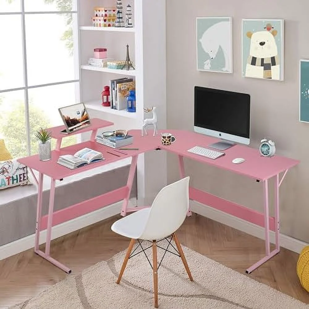 JYHOME L Shaped Desk  Sturdy Gaming Desk Computer Desk with Large Wooden Desktop for Home Office  L Shaped Gaming Desk Corner Desk for Small Space  Easy to Assemble  L Desk Gaming  L Shap