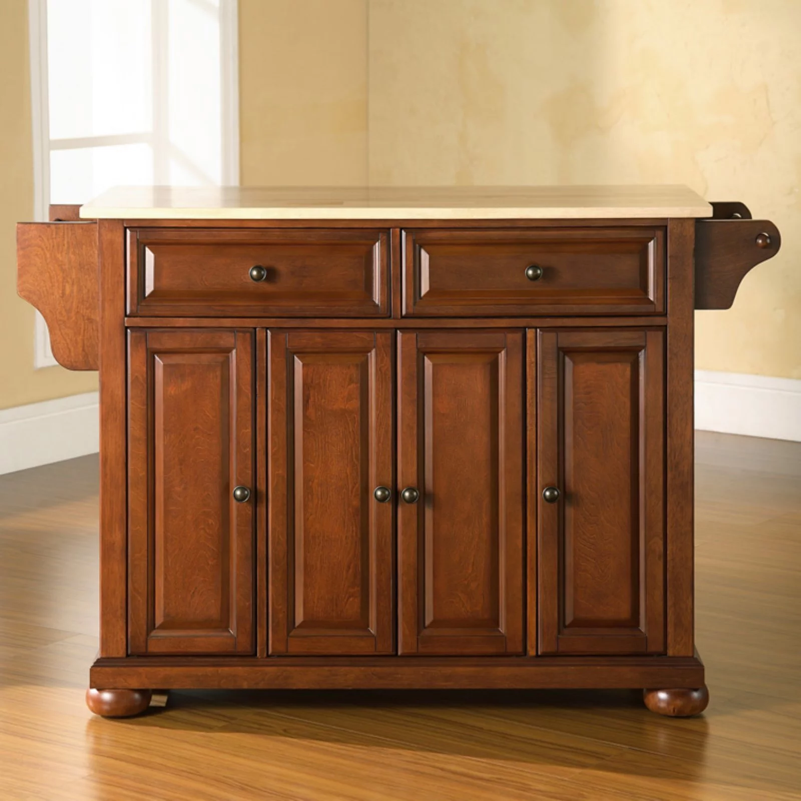 Crosley Furniture Alexandria Natural Wood Top Kitchen Island in White