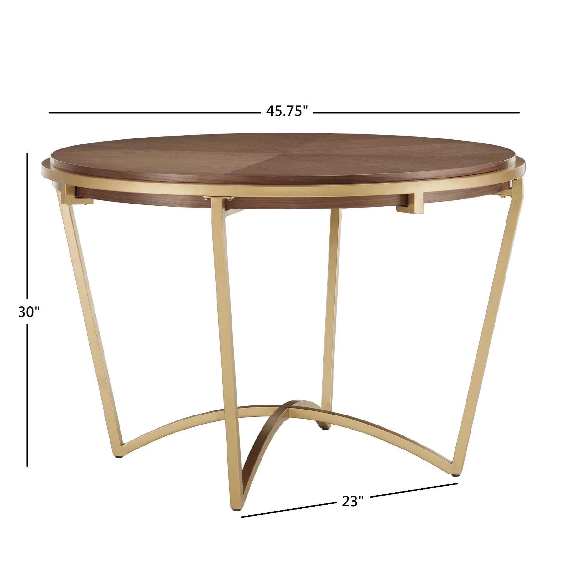Weston Home Alannis Natural Finish Dining Table With Gold Metal Base