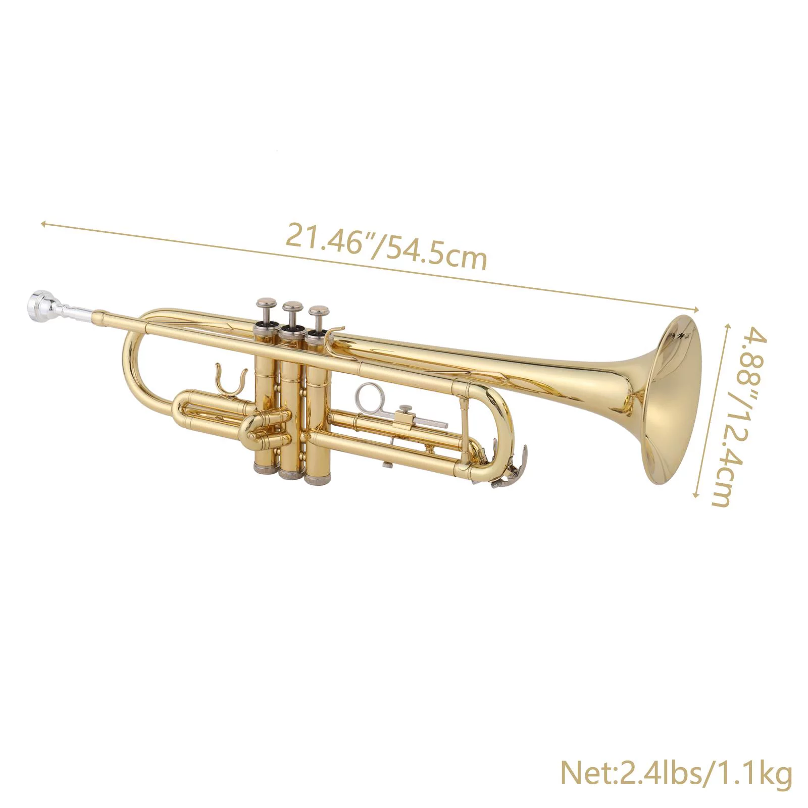 GoDecor Beginner Bb Tone Adjustable Trumpet Set with Case for Student School Band