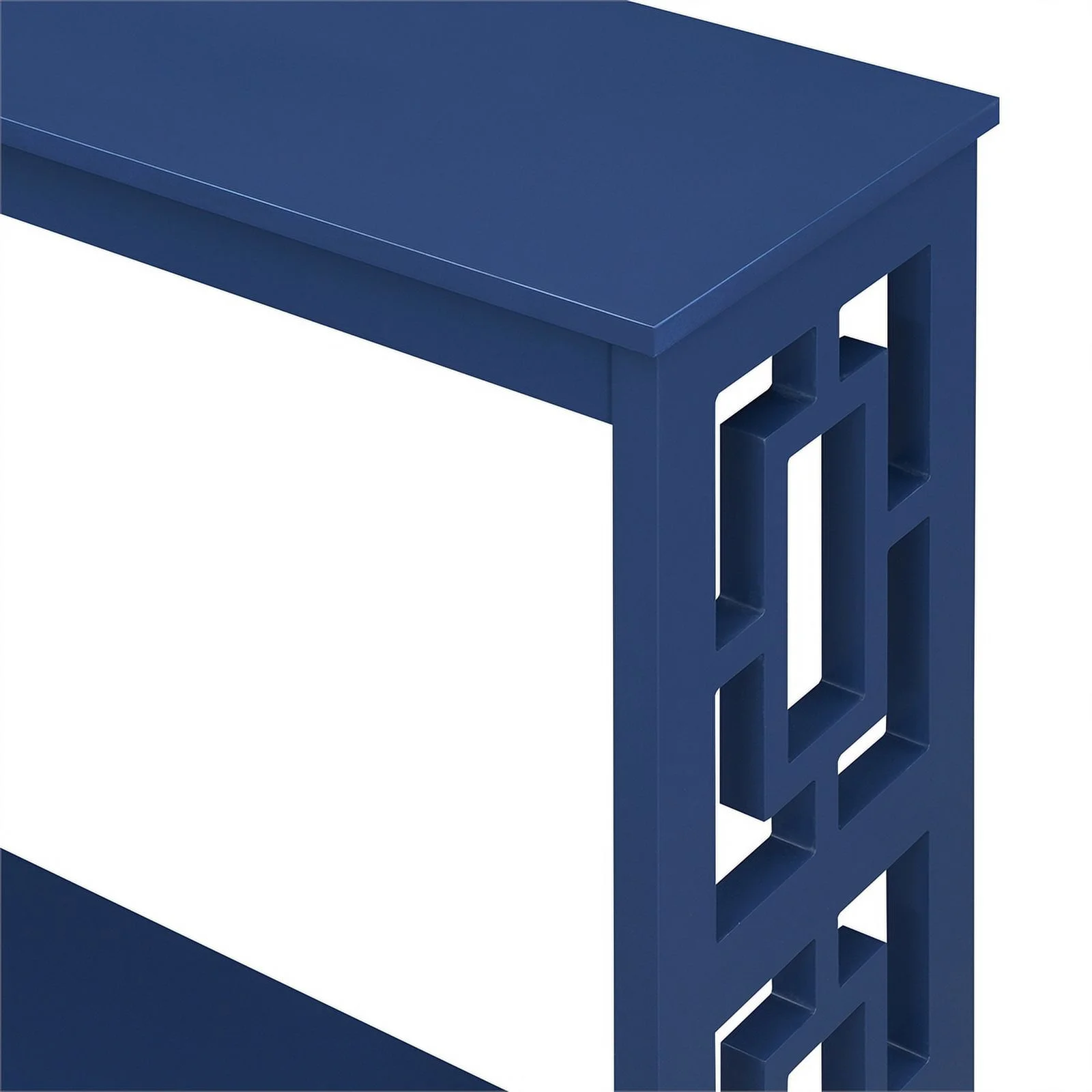 Pemberly Row Modern Console Table with Shelf in Cobalt Blue Wood