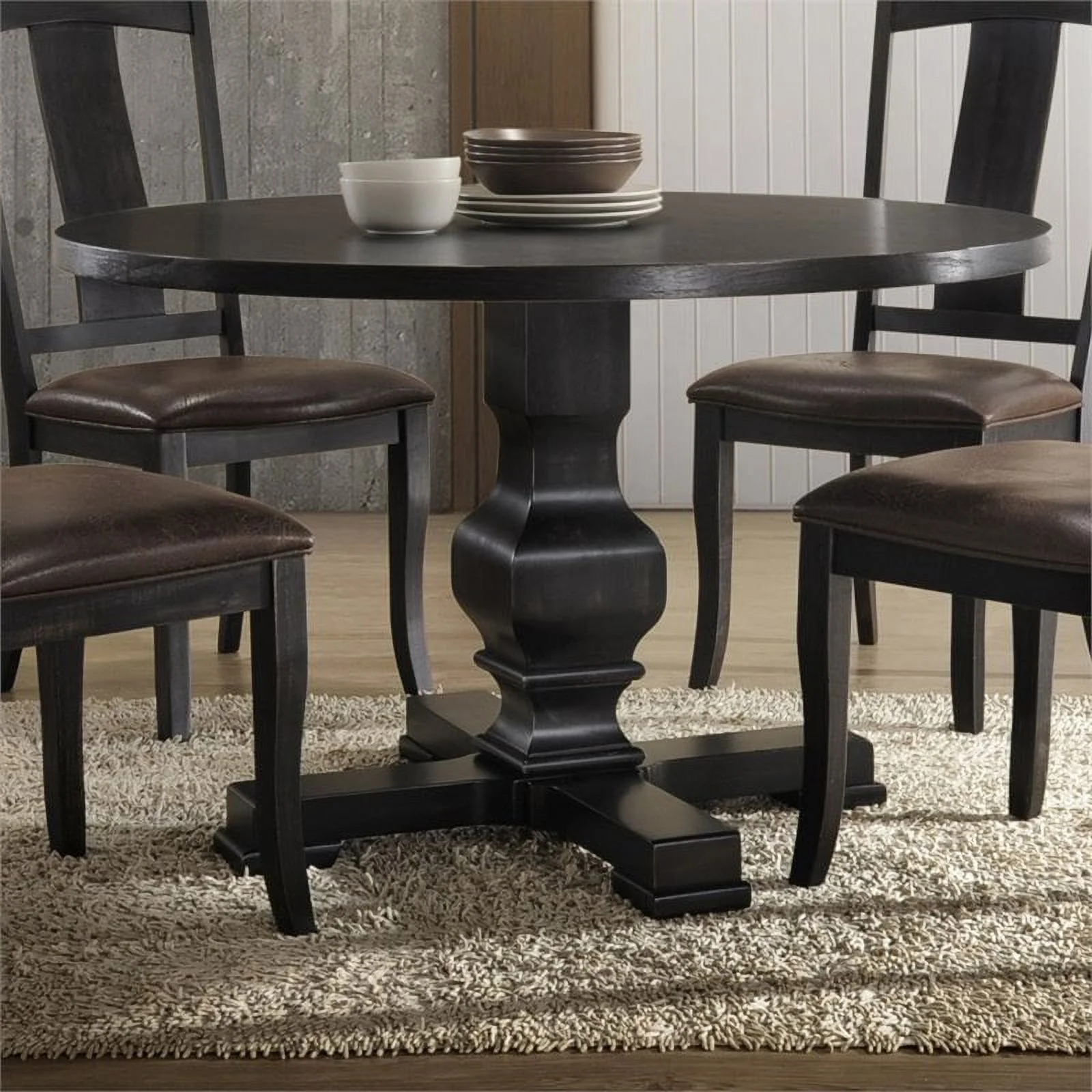 Carson 47 Inch Round Pedestal Table Black