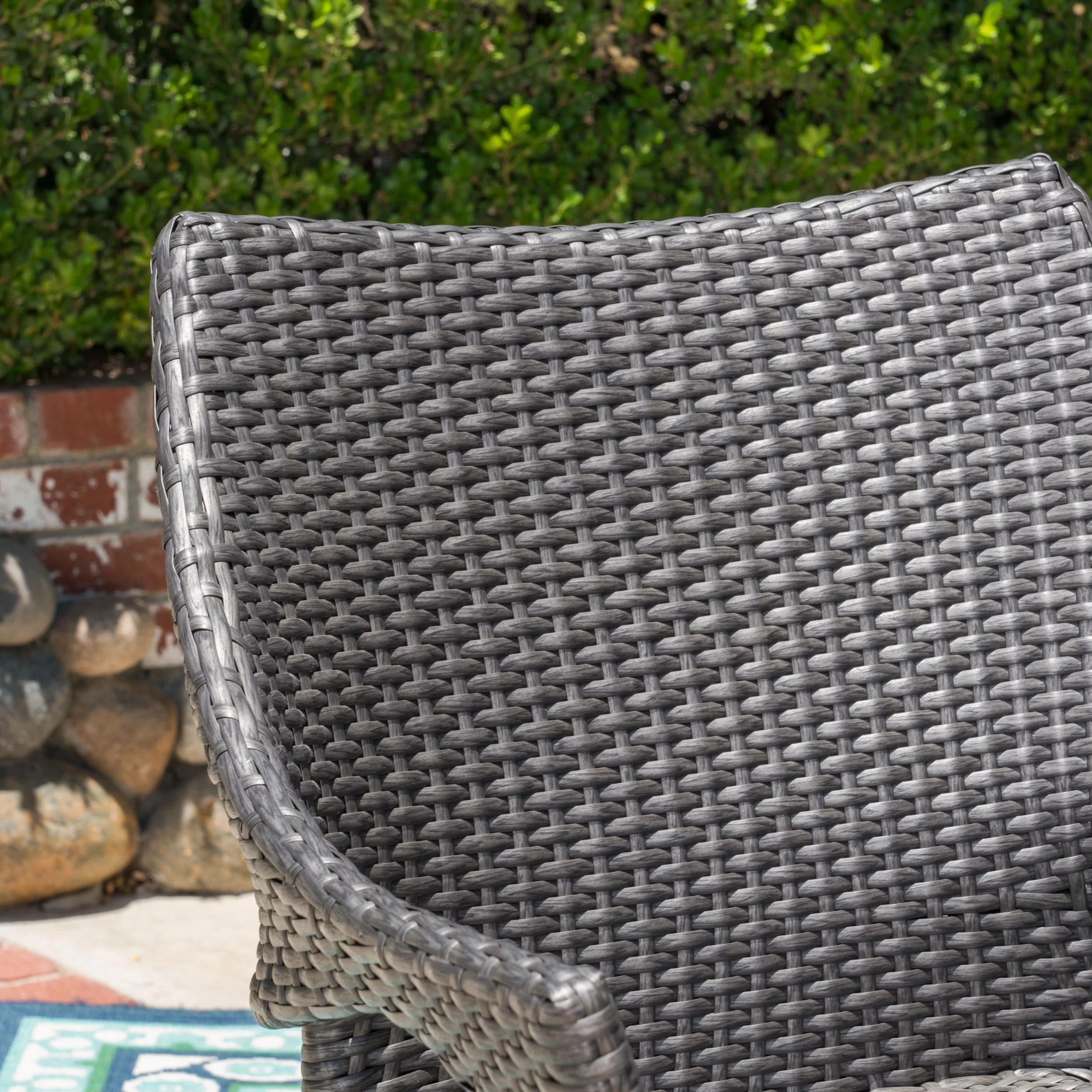 Misael Outdoor 3 Piece Wood and Wicker Bistro Set, Gray, Gray