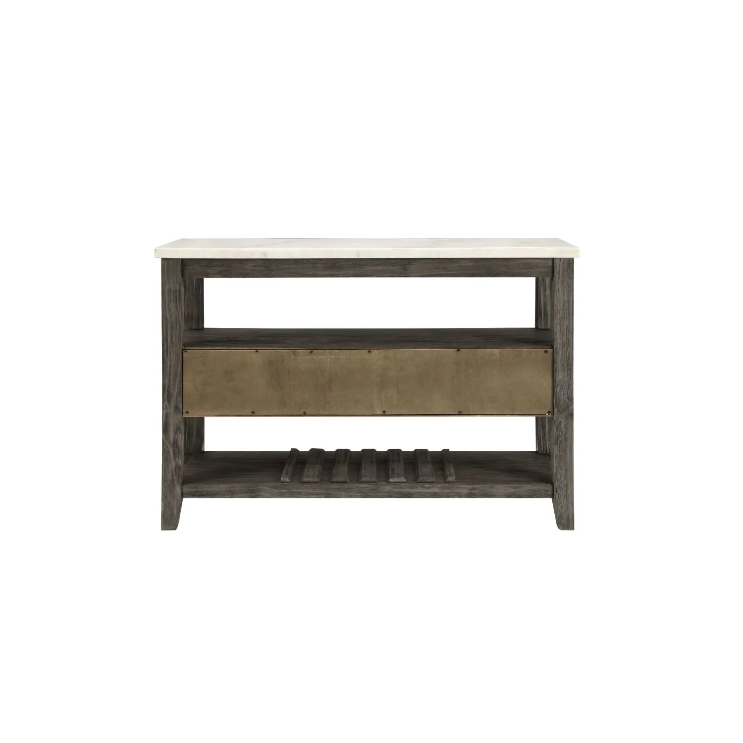 ACME Merel Marble Top Wine Rack Server in White and Gray Oak