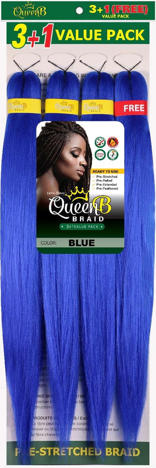Urban Beauty Queen B Braid Synthetic 3 + 1 Value Pack 50 Inch Color BLUE