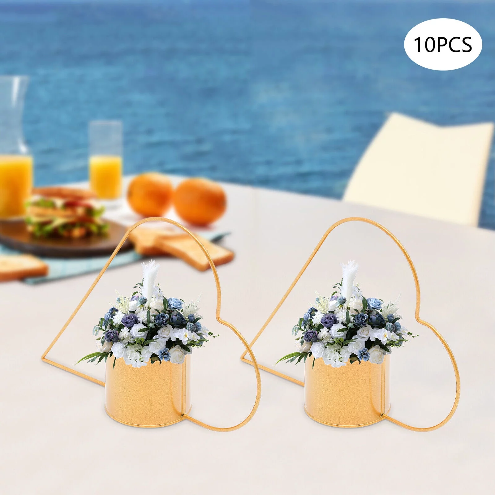 10pcs Modern Gold Geometric Iron Flower Vases Tabletop Metal Wedding Centerpieces Stand