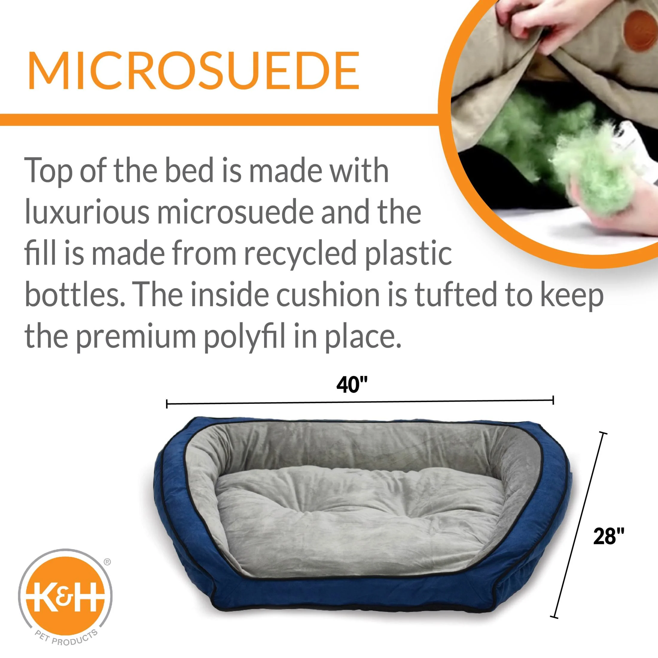 K&H Pet Products Bolster Couch Dog Bed, Large, Blue/Gray