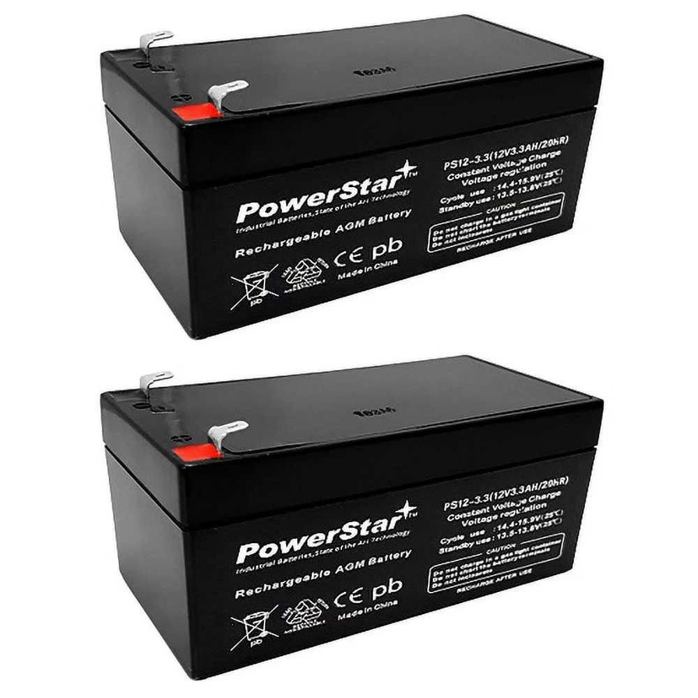 PowerStar 12V 3.3Ah 12Volt 3.3Amp SLA Rechargeable Battery Replace RBC35 WP3-12 / 2pcs