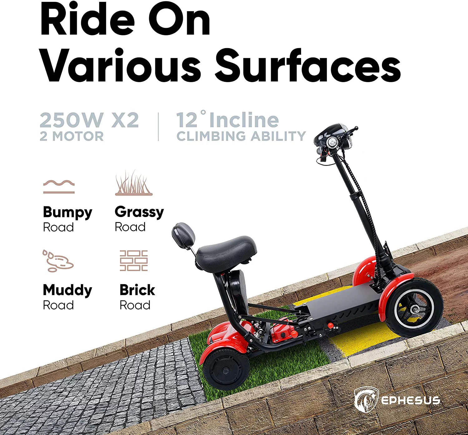 Foldable Mobility Scooter by Ephesus (Black)