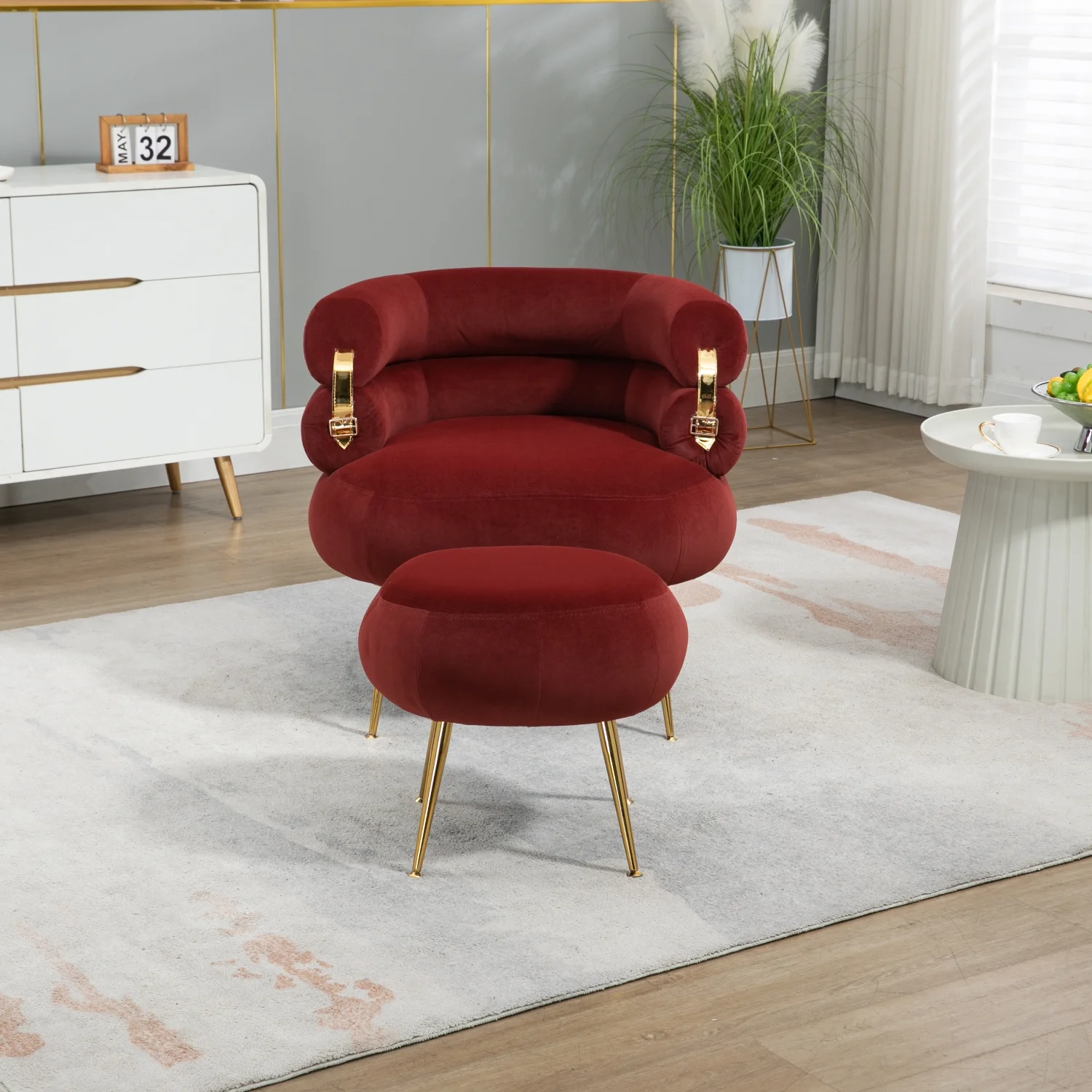 Stylish Modern COOLMORE Velvet Accent Chair with Comfortable Tufted Upholstery and Sleek Metal Frame  Perfect Armchair for Living Room or Bedroom  Single Leisure Chair to Elevate Your Spa