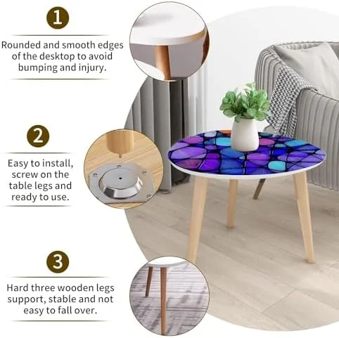 SQWCFD Small Coffee Nesting  Abstract Stained Glass Mosaic Triangle End  Center   Modern   Room Bedroom Balcony