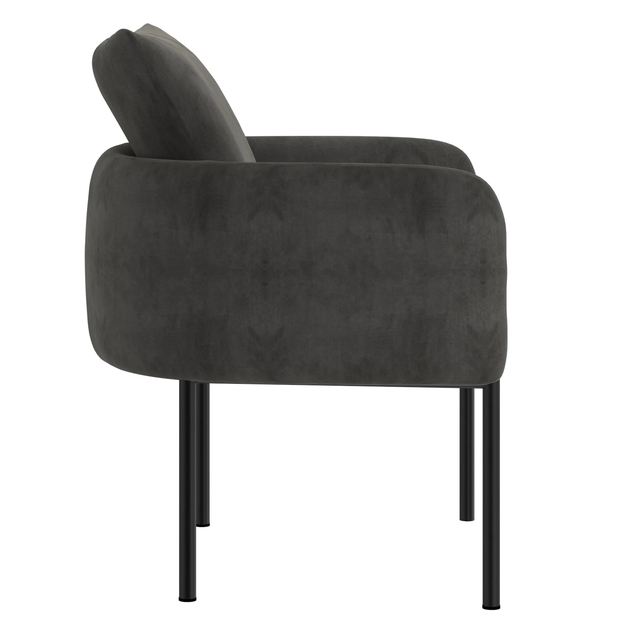 Modern Upholstered Accent Chair Tuxedo Arms Low Back Barrel Chair Charcoal