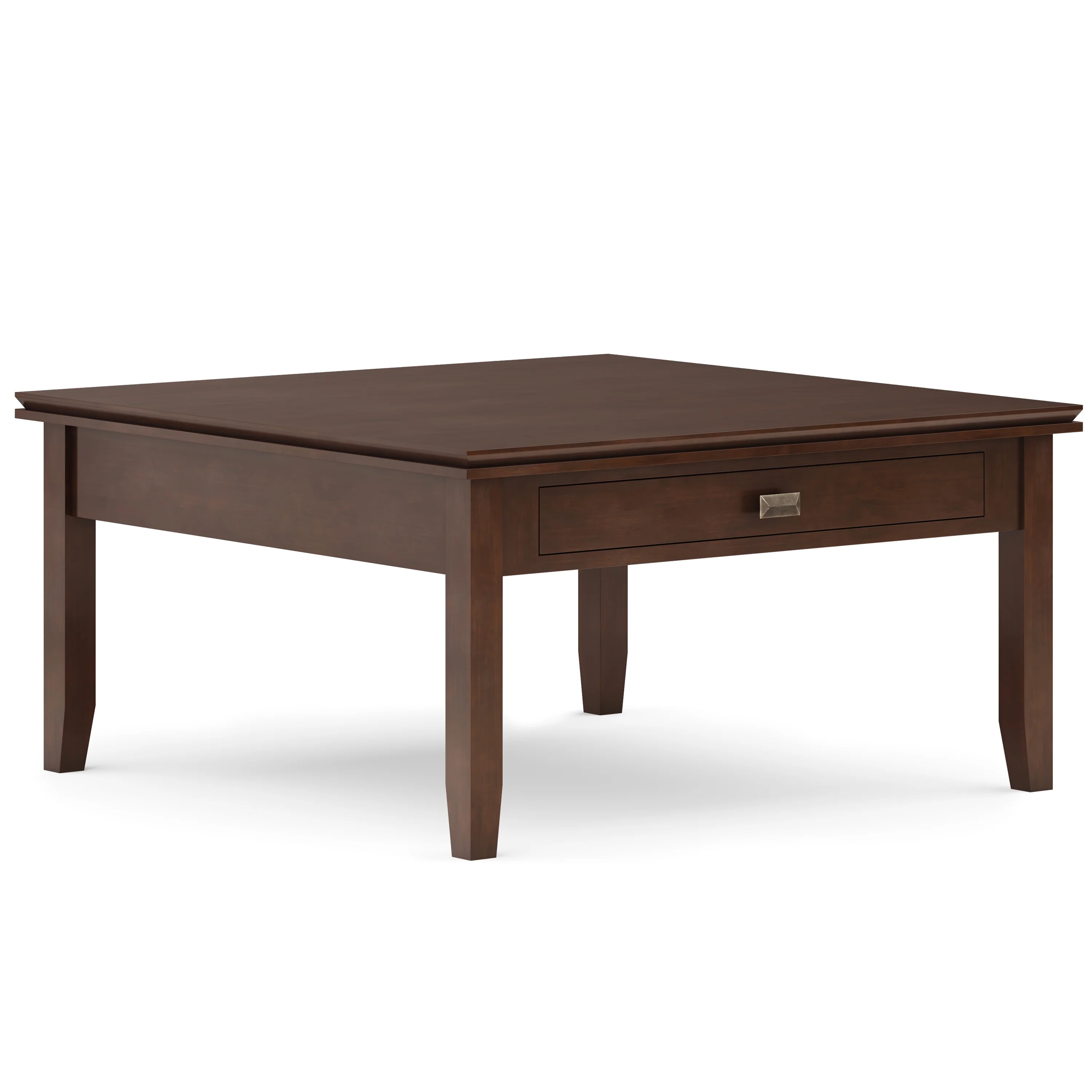 Artisan SOLID WOOD 36 inch Wide Square Transitional Square Coffee Table in Russet Brown