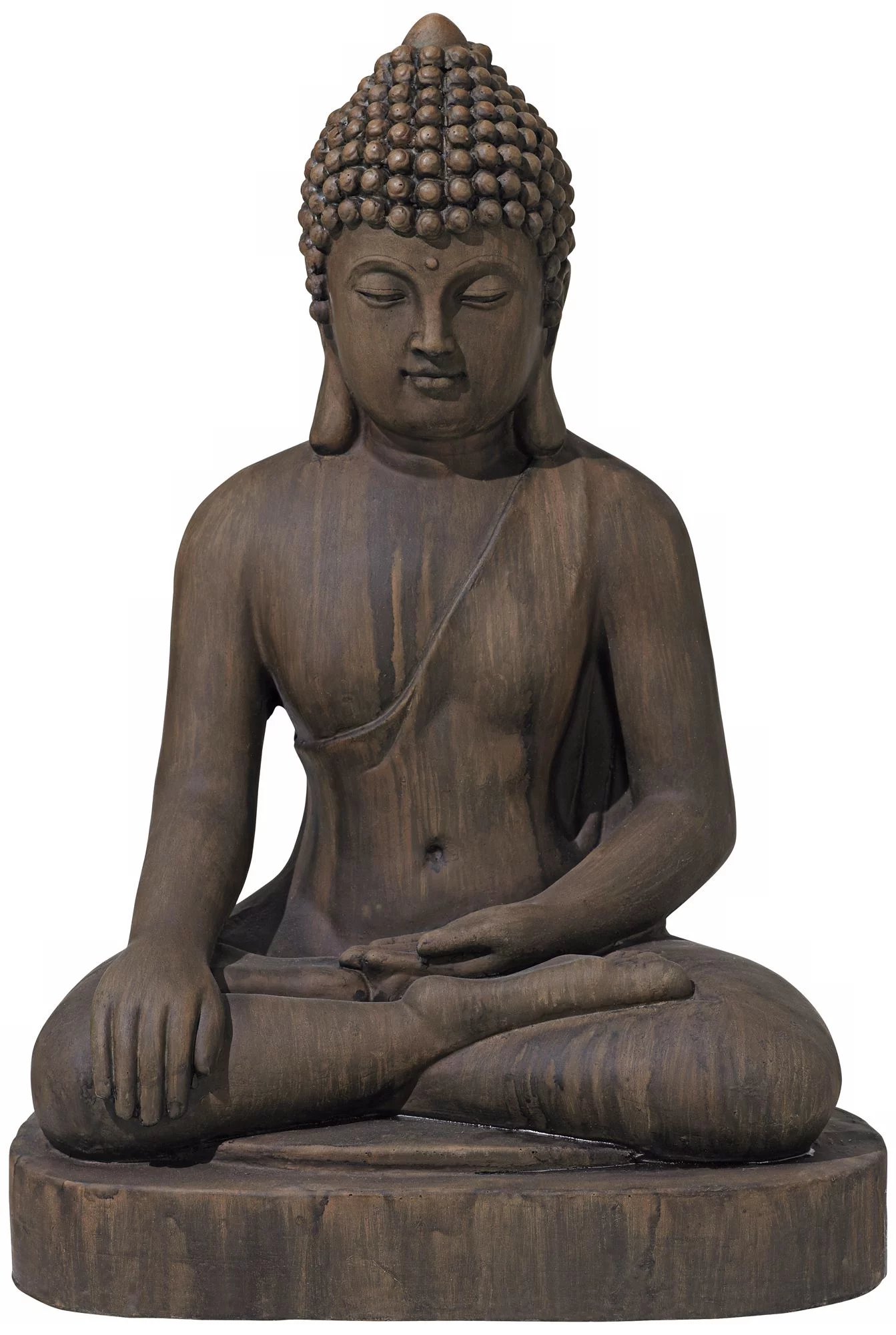 John Timberland Sitting Buddha Statue Sculpture Zen Asian Decor Outdoor Garden Yard Dark Sandstone Faux Stone Finish 29 1/2