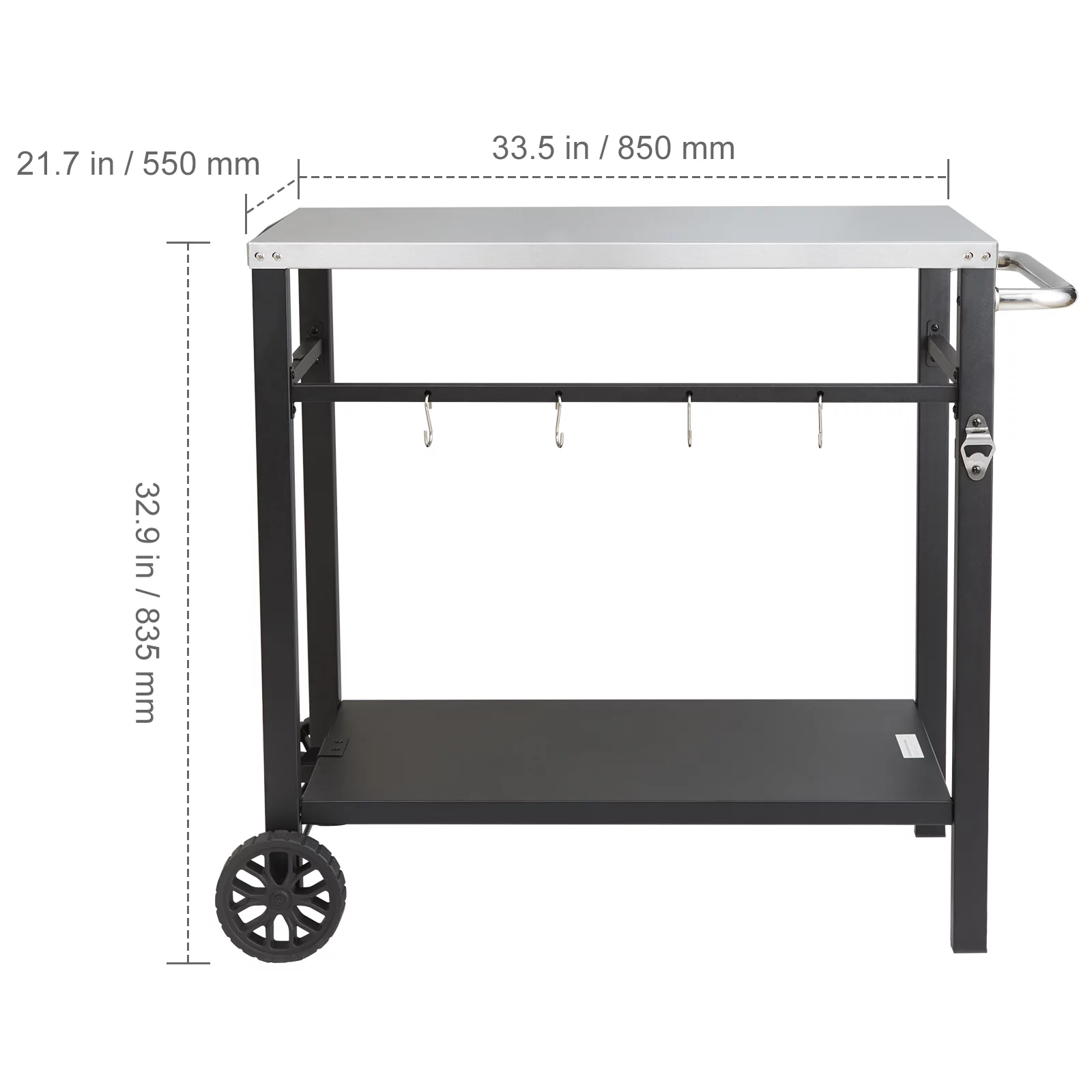 SKYSHALO Double-Shelf BBQ Outdoor Grill Dining Cart Movable Food Prep Trolley Patio