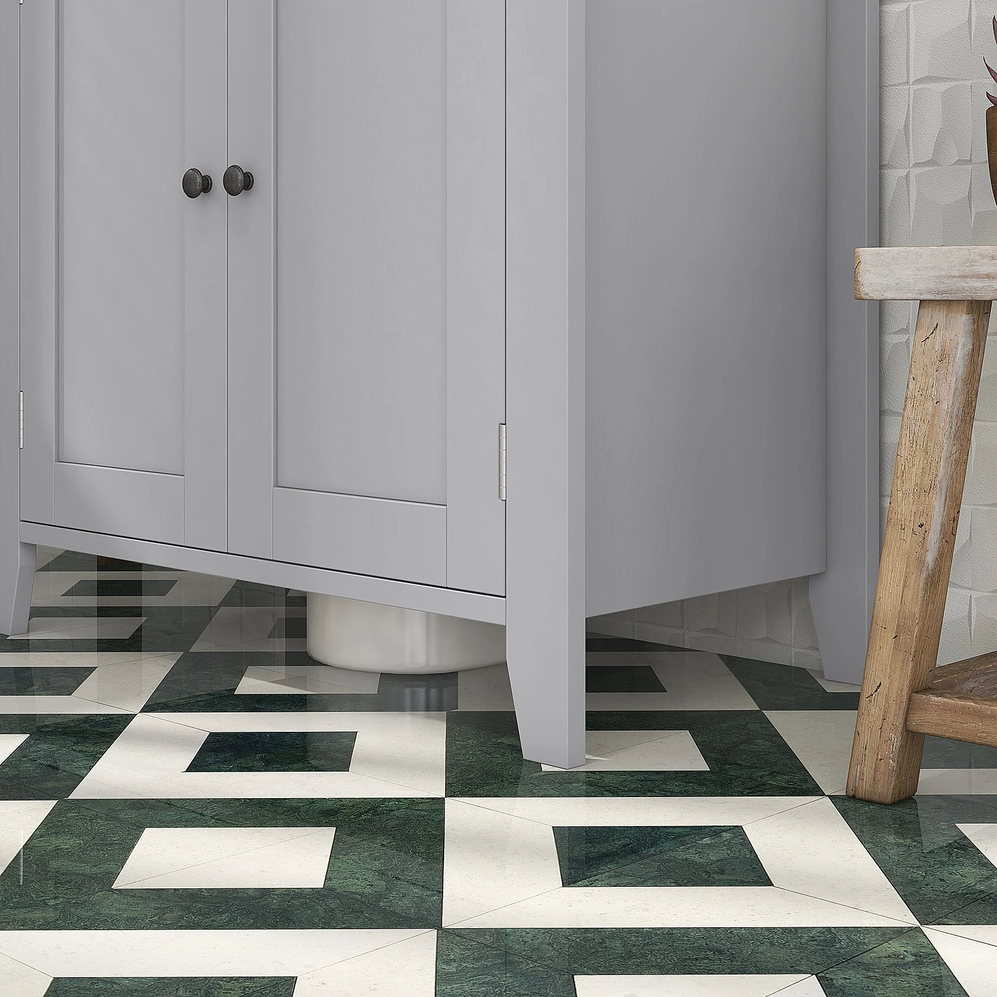 kleankin Pedestal Sink Cabinet, Bathroom Vanity Cabinet with U-Shape