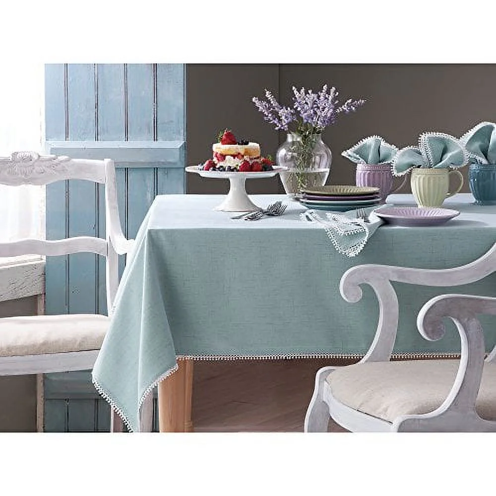 Lenox French Perle Solid Round Tablecloth, Ice Blue, 70
