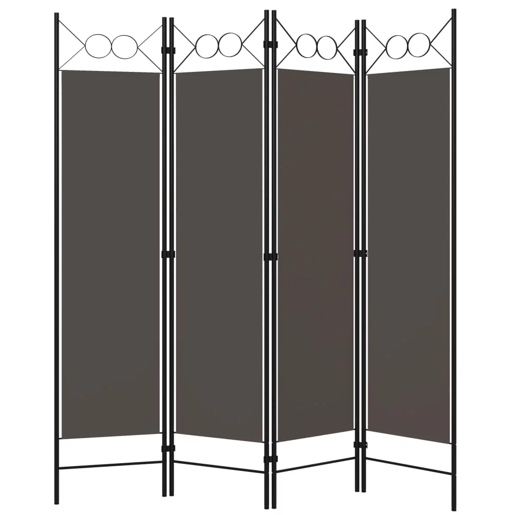Stylish and Versatile 4-Panel Room Divider Anthracite - Durable and Foldable Modern Fabric Privacy Screen Measuring 63