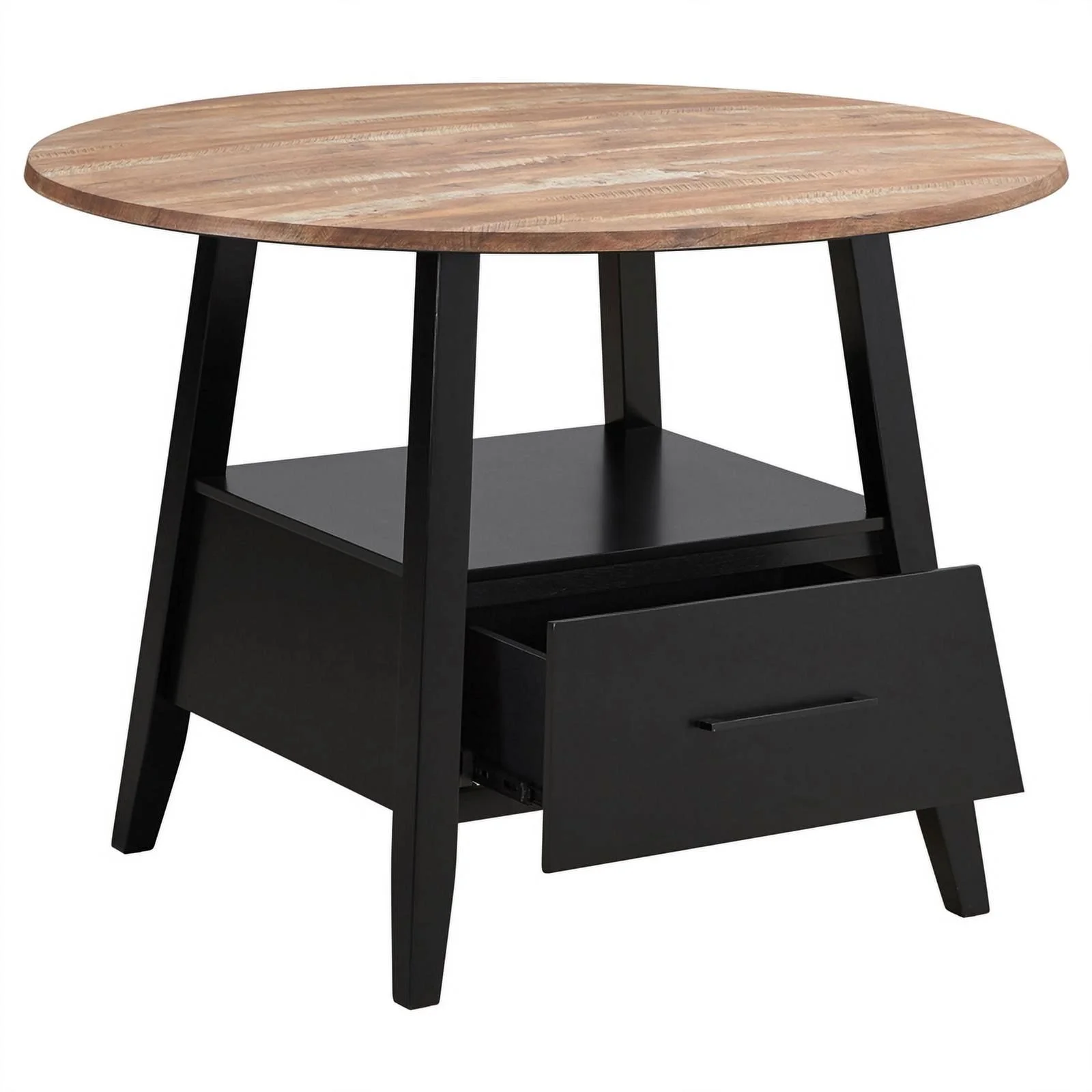 Pemberly Row 1-drawer Round Wood Counter Height Table Yukon Oak and Black