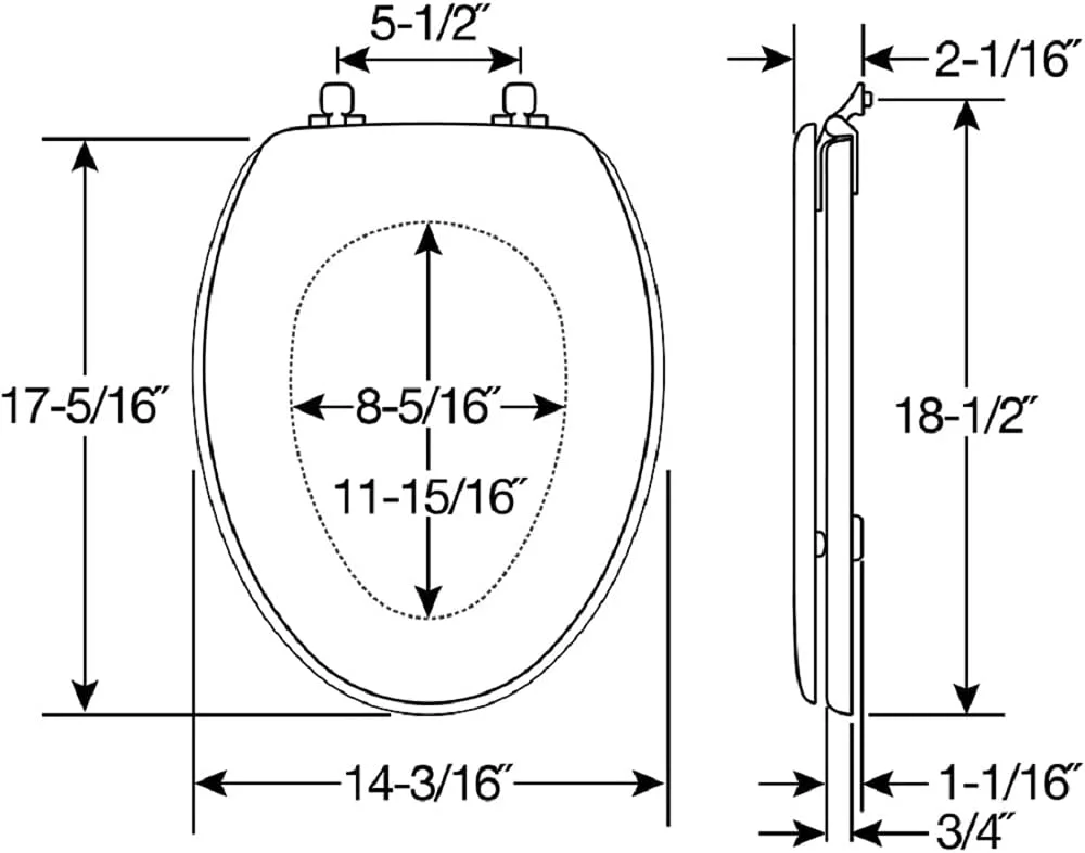 MAYFAIR 1844CP 000 Toilet Seat with Chrome Hinges will Never Come Loose, ELONGATED, Durable Enameled Wood, White