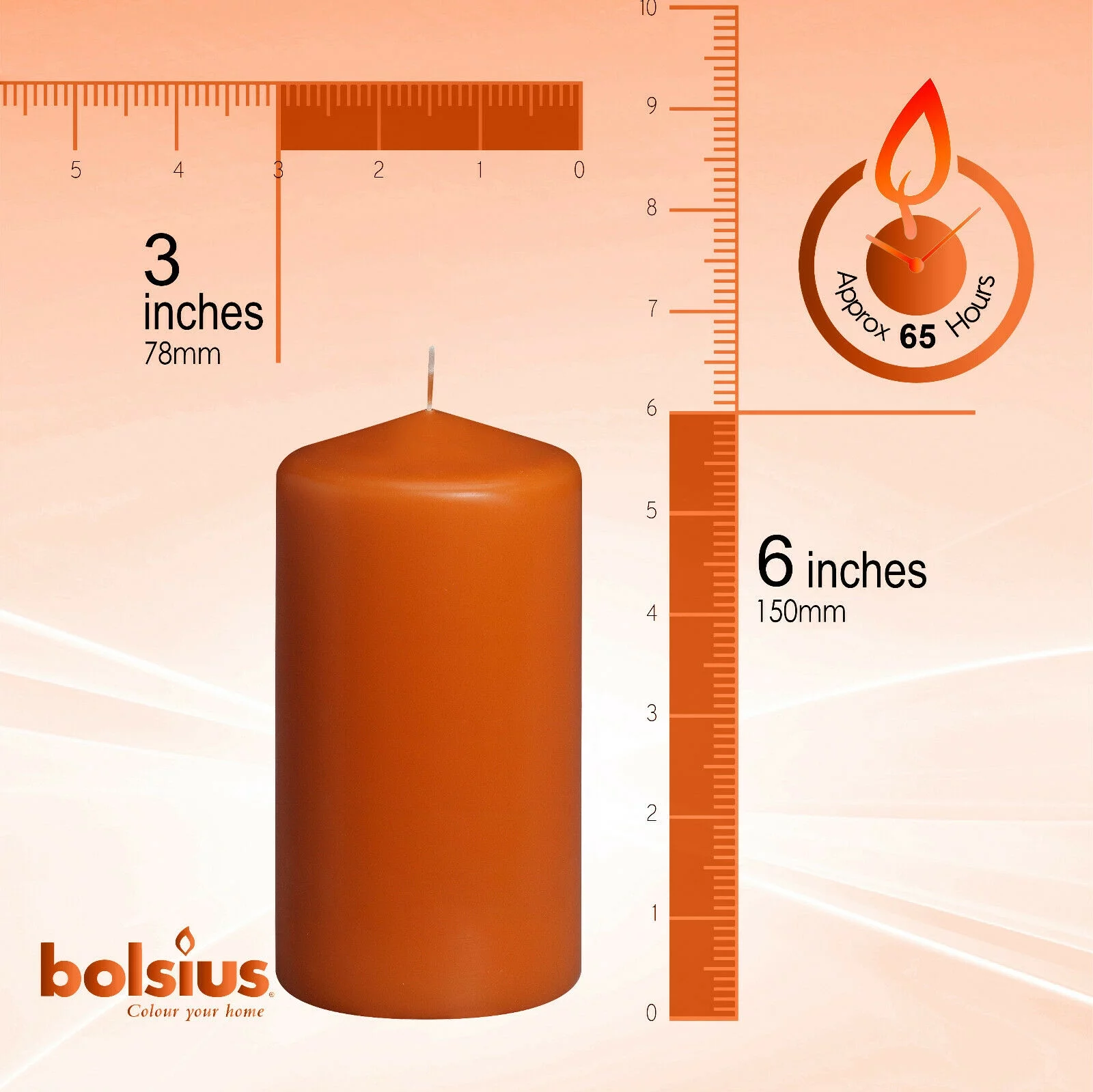 Bolsius Orange Pillar Halloween Candles 3x6