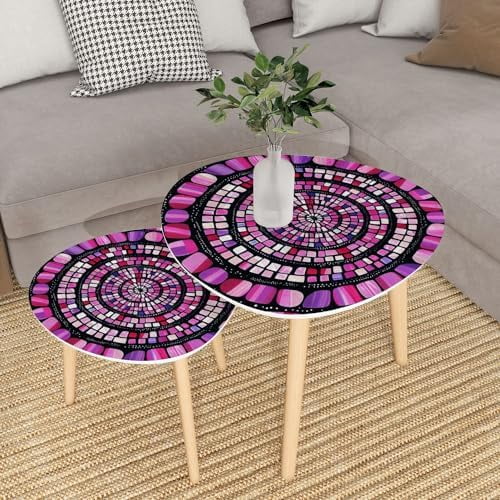 CHDEUSL Small Coffee Nesting  Stained Glass Window Triangle End  Center   Modern   Room Bedroom Balcony