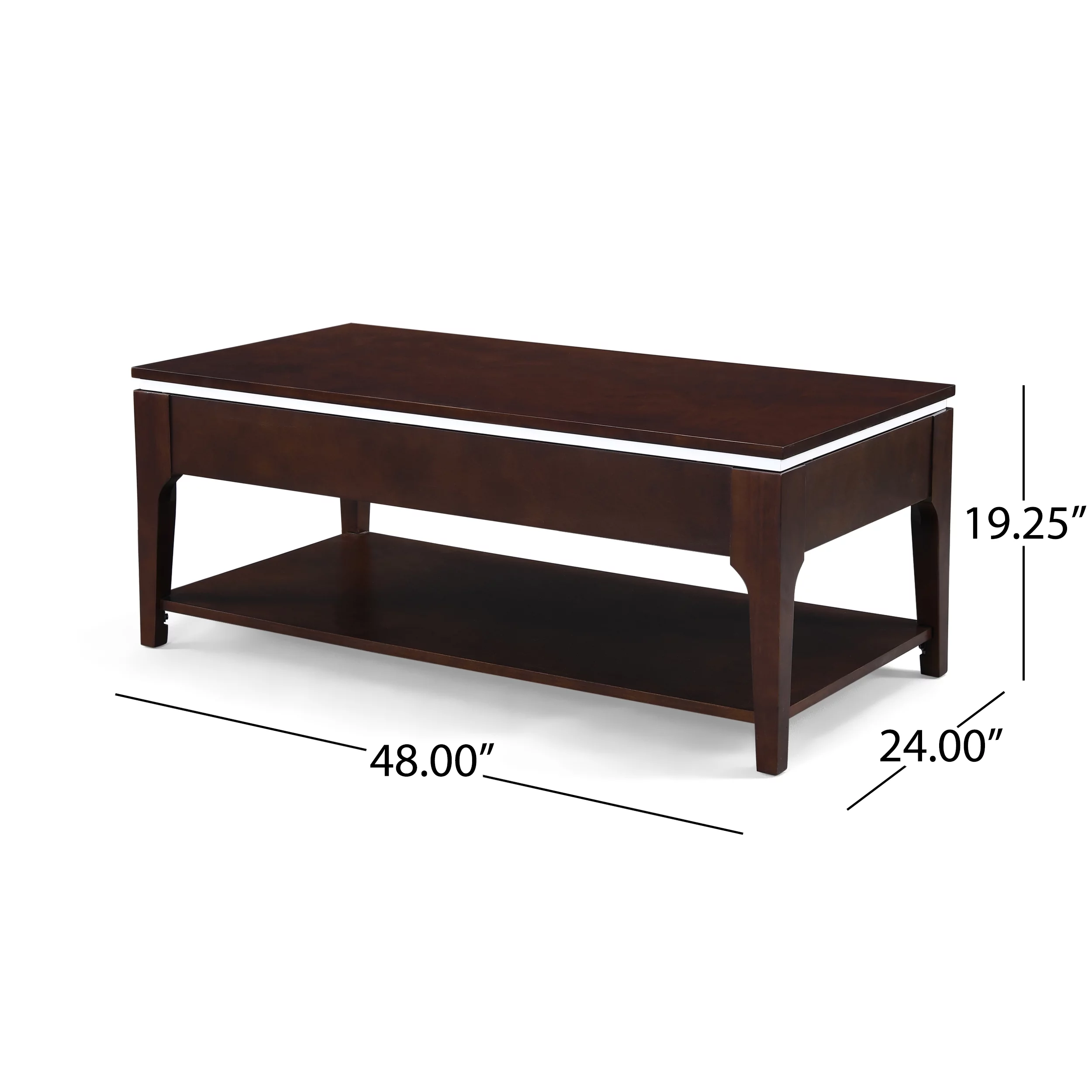 Noble House Johan Transitional Wood Rectangle Lift Top Coffee Table, Dark Walnut