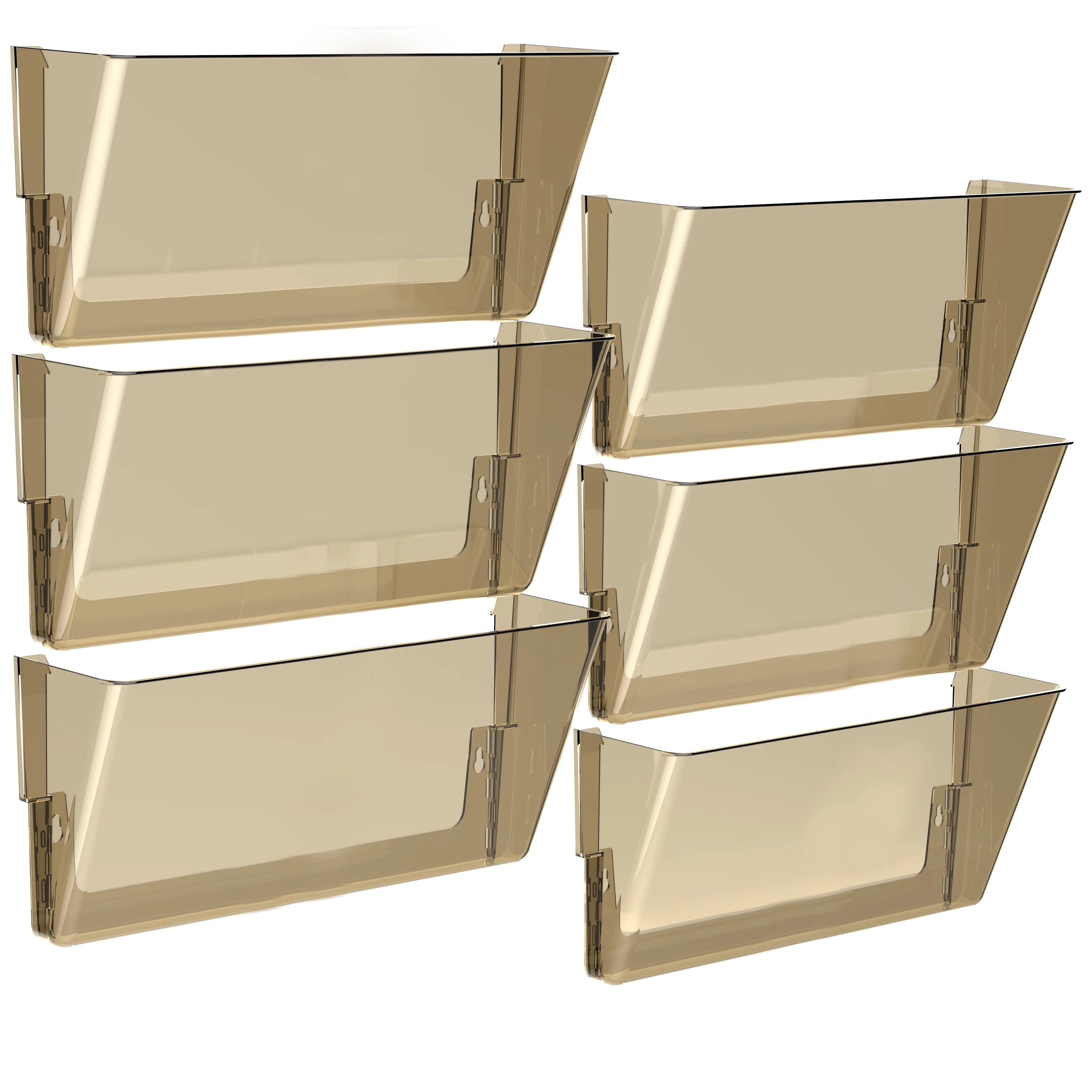 Storex Legal-Size Unbreakable Wall Pocket, Plastic File Organizer, Smoke, 6-Pack