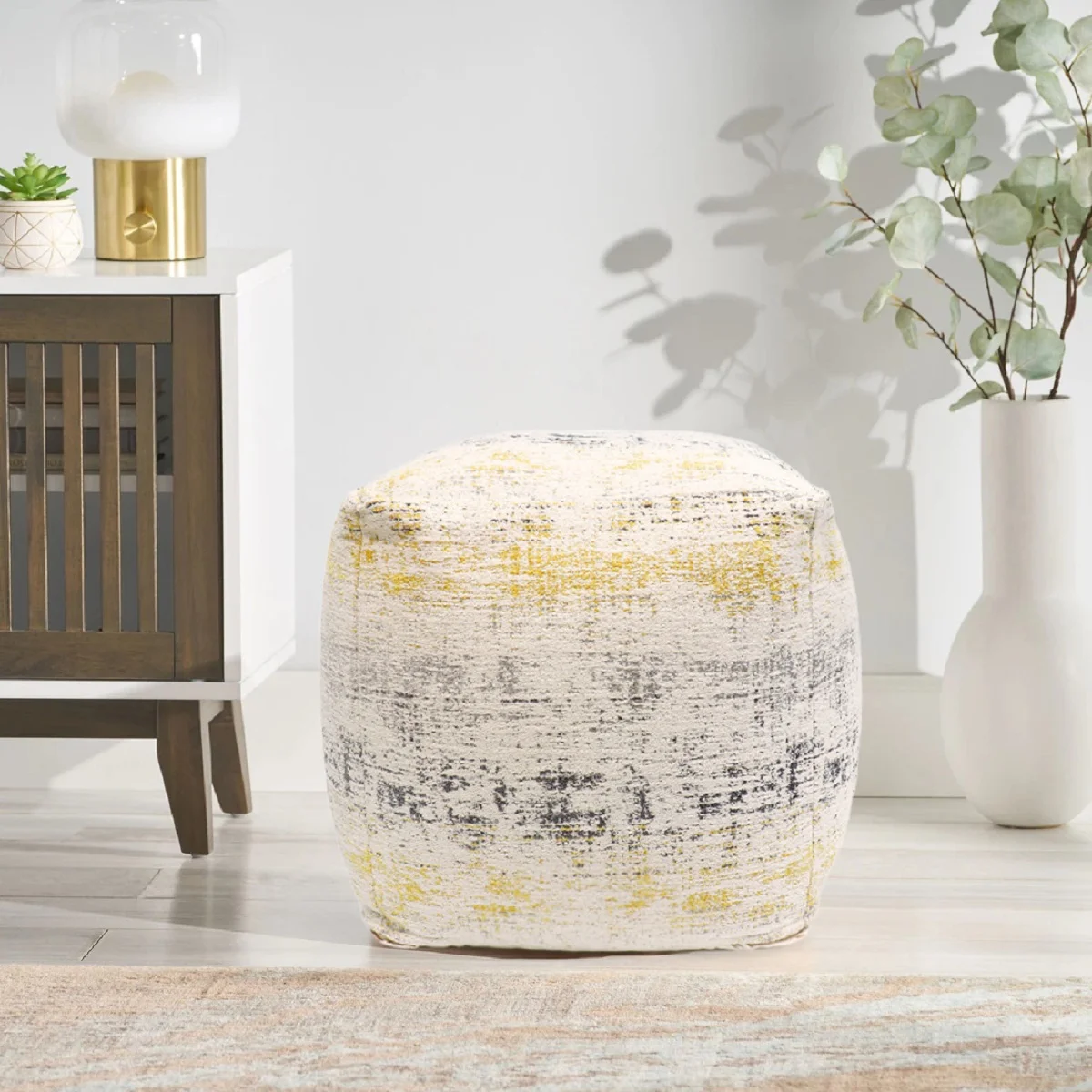 Pasargad Home Grand Canyon Distressed Cotton Pouf - 20 x 20 x 20 in.