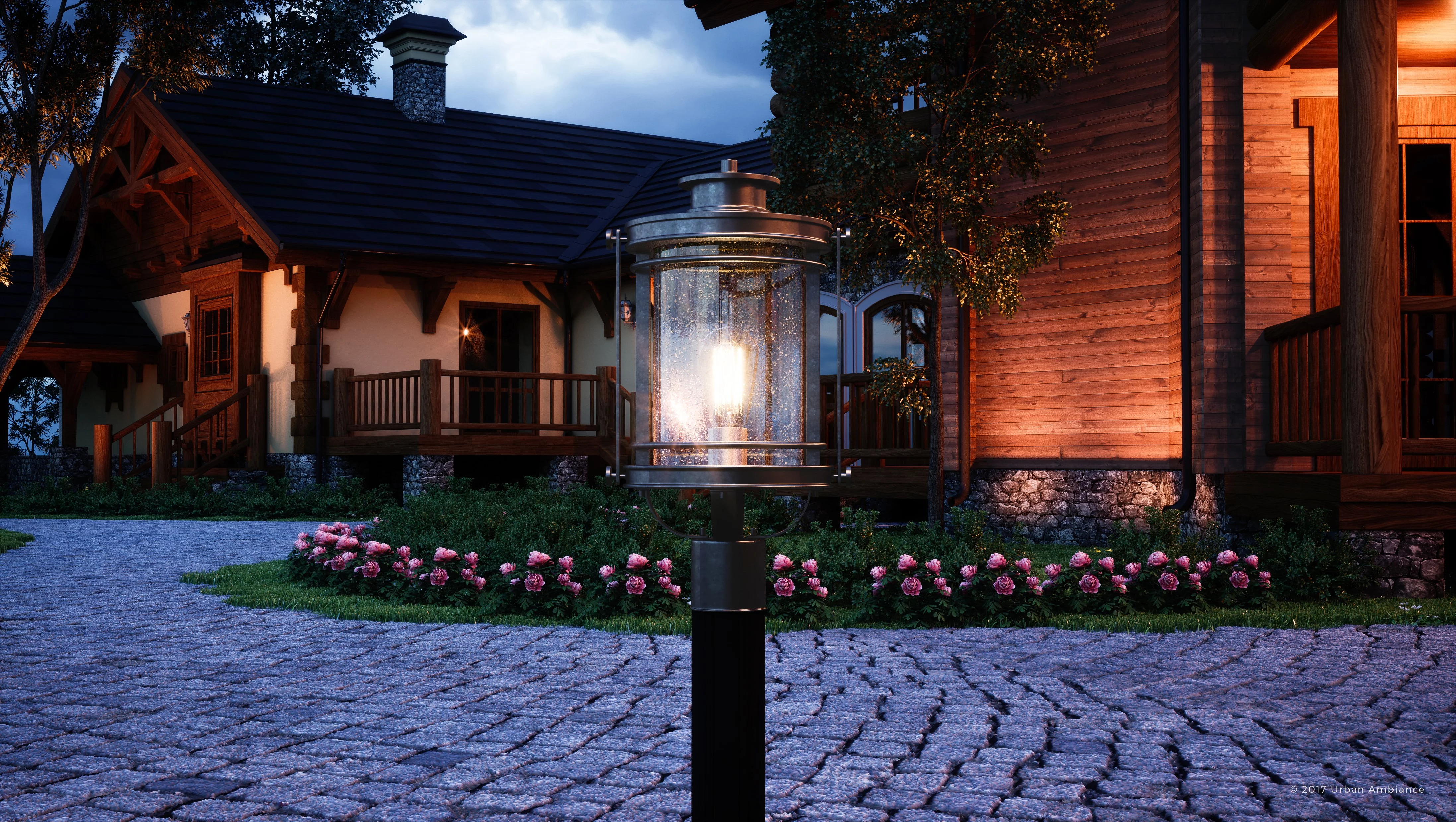 Urban Ambiance Luxury MidCentury Modern Outdoor Post Light, Medium Size: 19.5