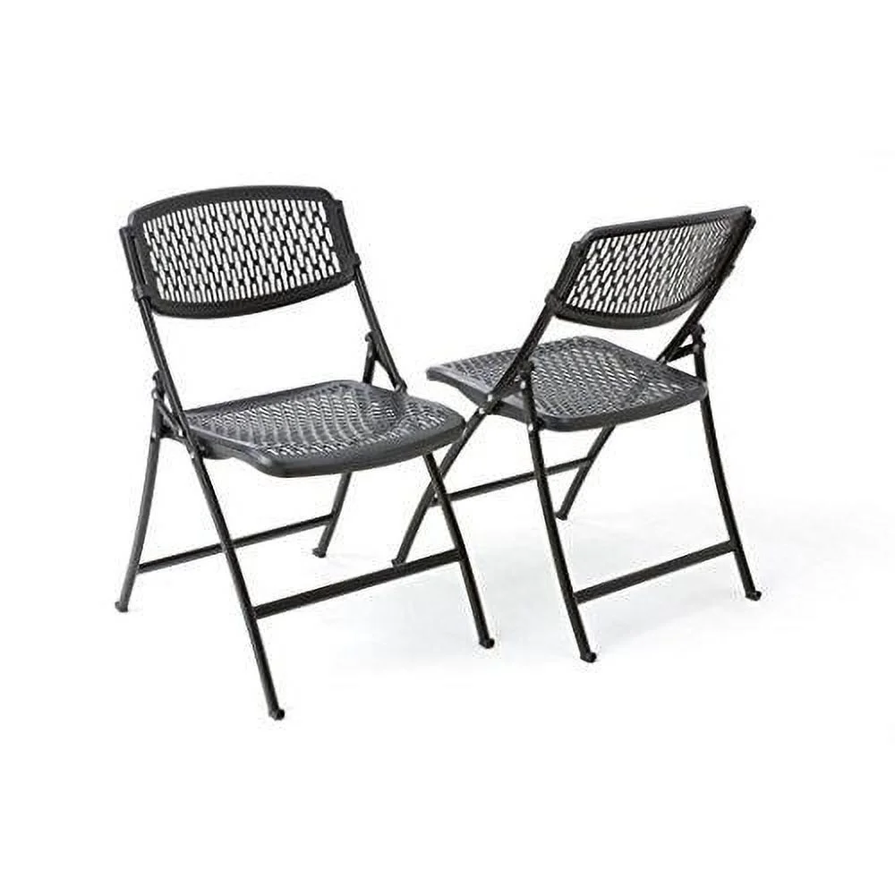 One Folding Chair, 18-8 Steel, Black, 4-Pack