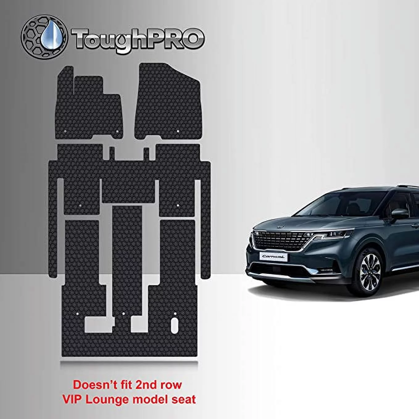 TOUGHPRO Floor Mats Accessories 1st + 2nd + 3rd Row Compatible with KIA Carnival All Weather Heavy Duty Black Rubber 2022