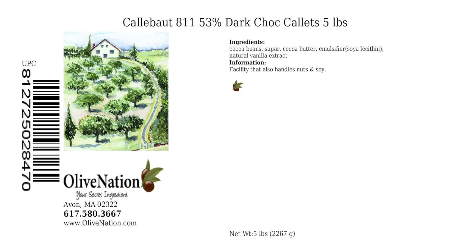 811 53% Dark Chocolate Callets from OliveNation, Semi Sweet Baking & Confectionery Chips - 5 pounds