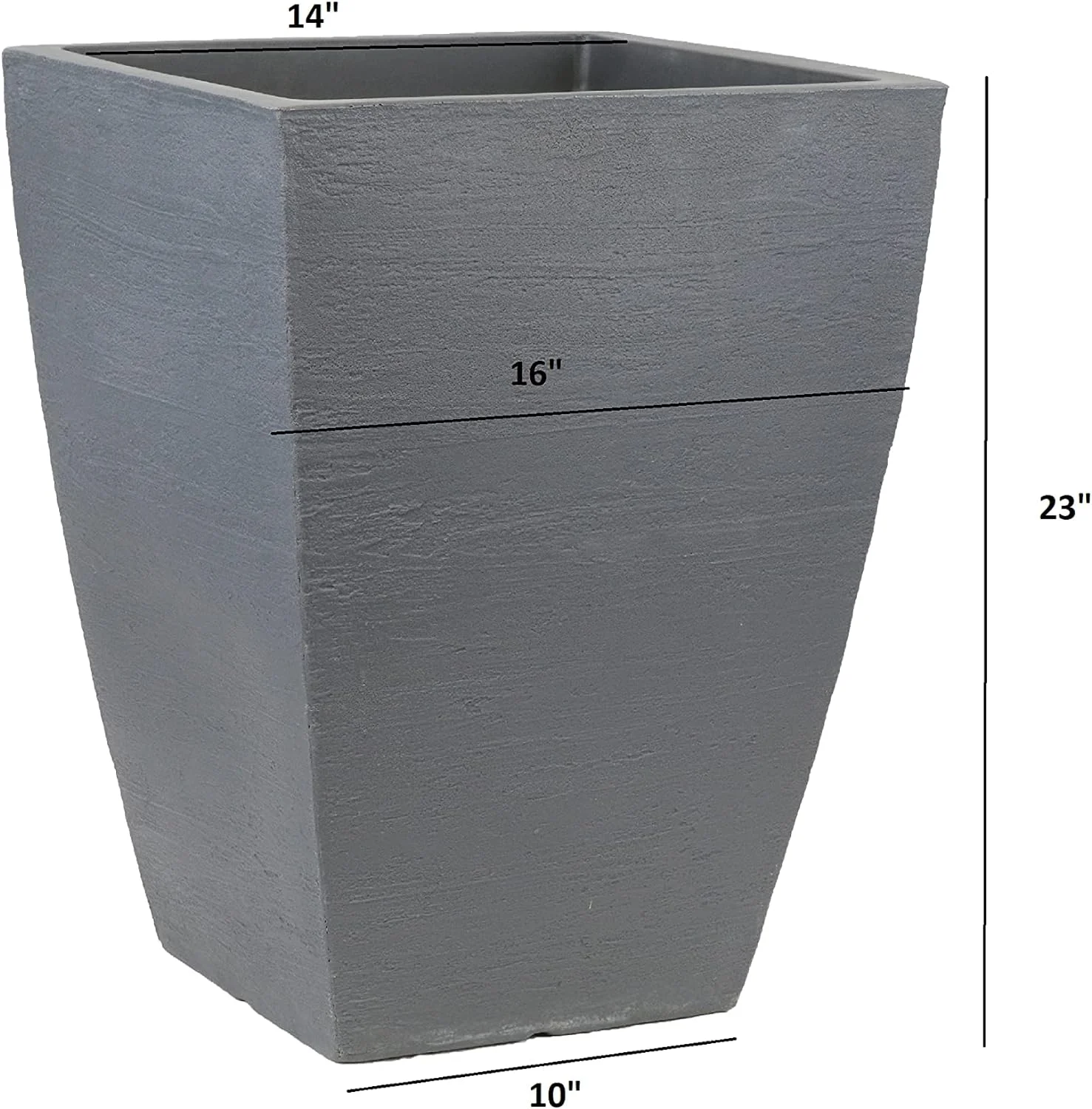 MSQT23SL Modern Square Garden Planter, 23-Inch, Slate