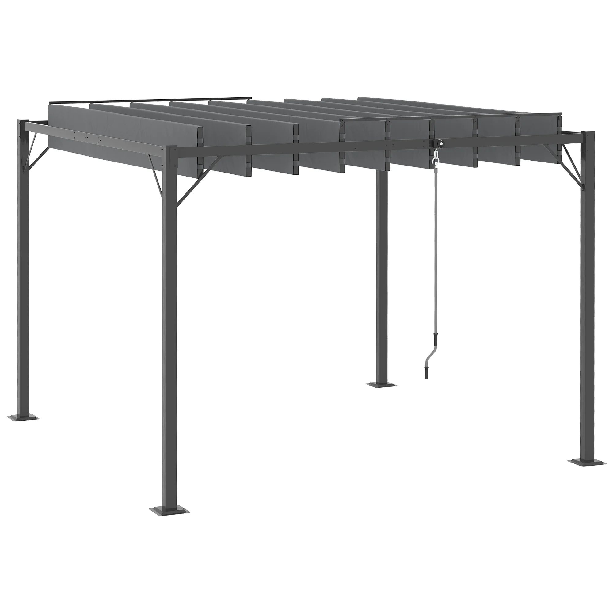 Outsunny 10' x 10' Patio Pergola, Louvered Outdoor Aluminum Gazebo with Adjustable Roof for Party, Lawn and Garden, Grey