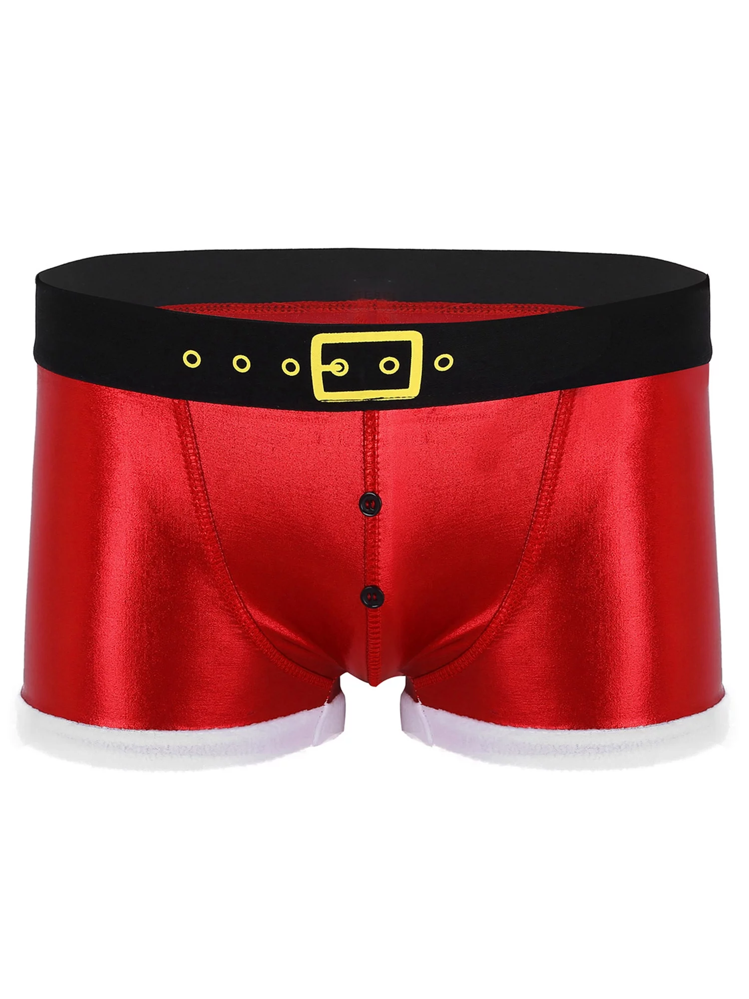 YEAHDOR Mens Christmas Santa Claus Costume Underpants Faux Leather Boxer Briefs