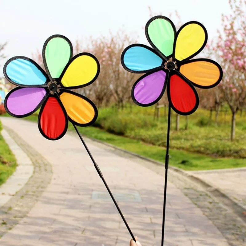 JETTINGBUY New Colorful Rainbow Dazy Flower Spinner Wind Windmill Garden Yard Outdoor Decor,2PCS