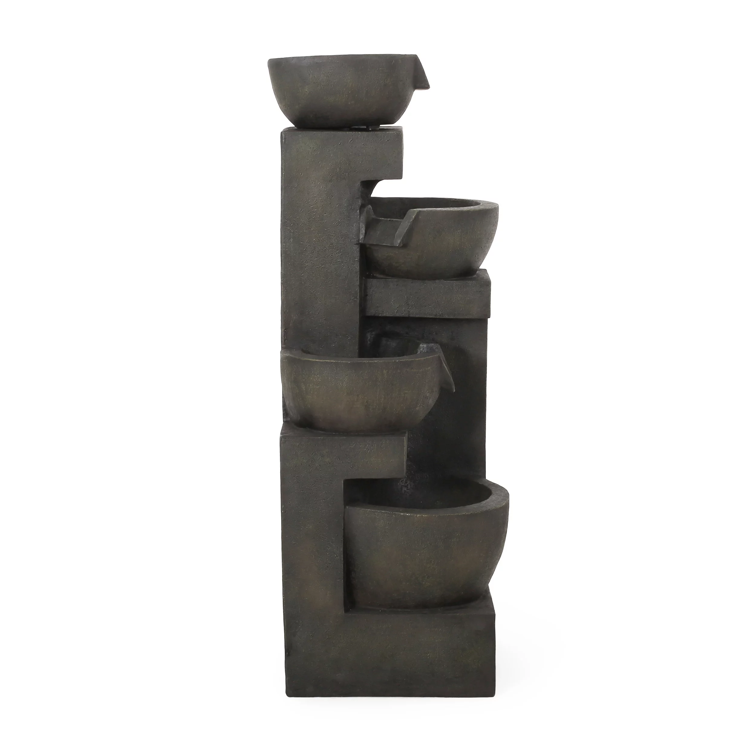 GDF Studio Clinch Outdoor Modern 3 Tier Fountain, Dark Gray