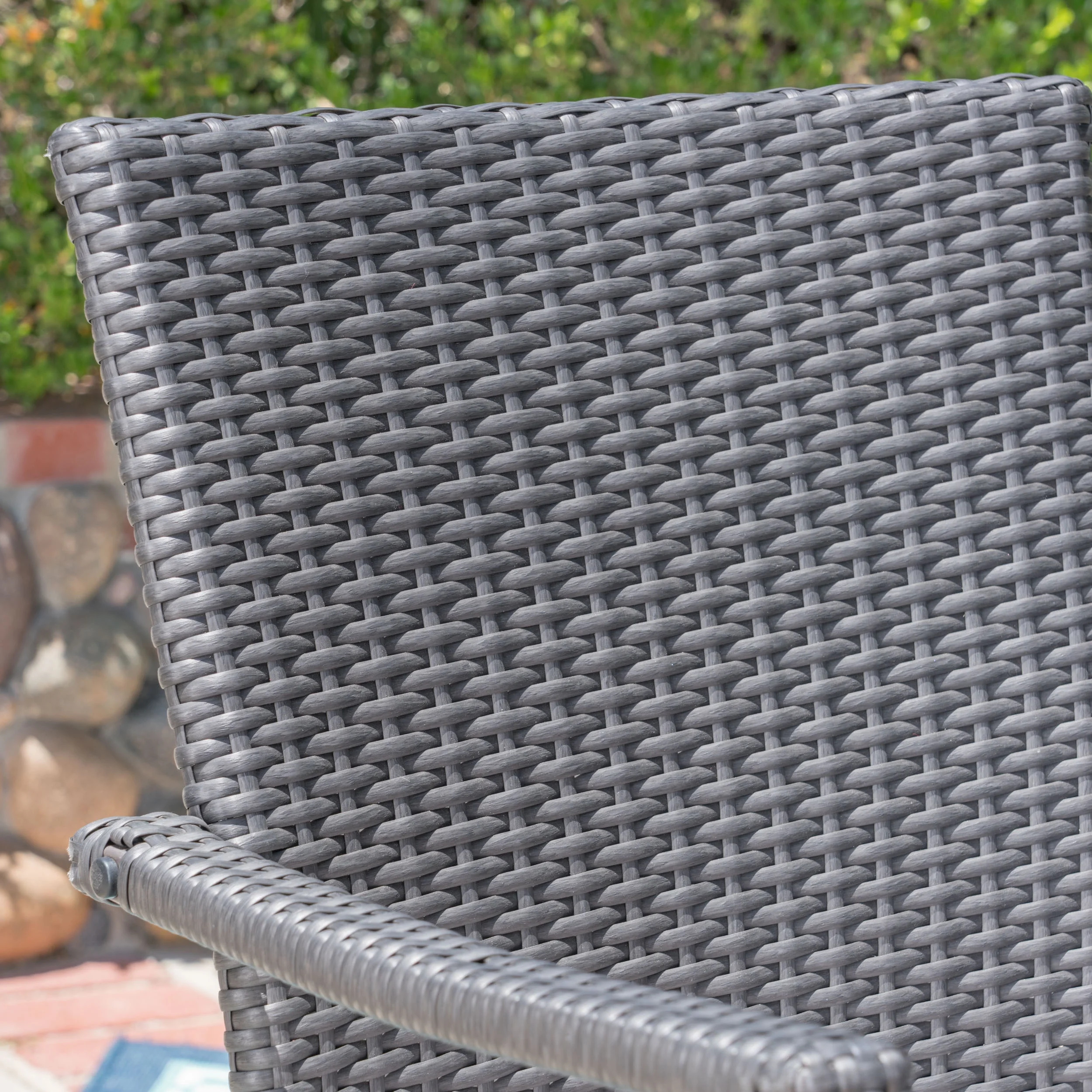 Baldwin Outdoor 5 Piece Acacia Wood and Wicker Dining Set with Cushions, Gray, Gray