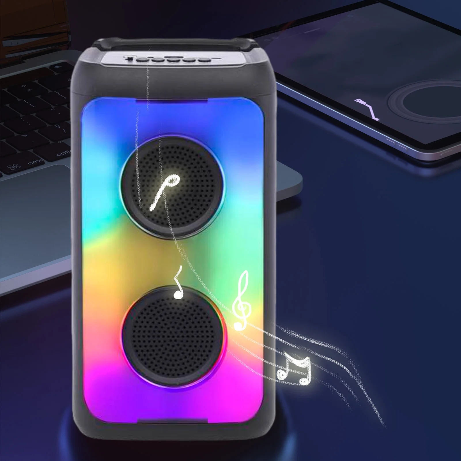 Ersazi Presents for 10 Year Old Girls Karaoke Sound,Portable Bluetooth Speaker,Microphone Support,Pa System with Led Light,Rec/Fm/Aux/Usb Support,Suitable for Family Gatherings on Clearance Black