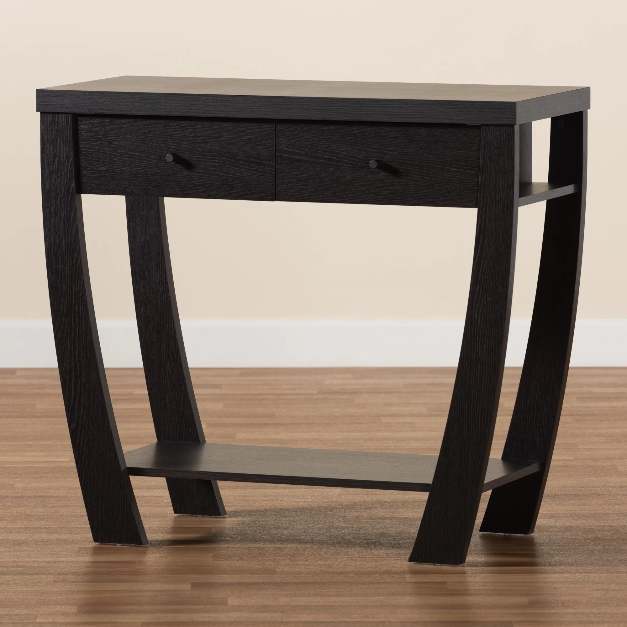 Baxton Studio Capote Modern Wood 2 Drawer Console Table, Dark Brown