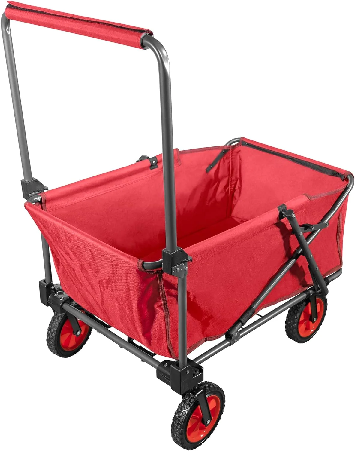 Limited Portable Folding Work Wagon, Perfect For Camping, Beach Trips, And Sporting Events, Storable With An Adjustable Handle, Red (Pack Of 1)