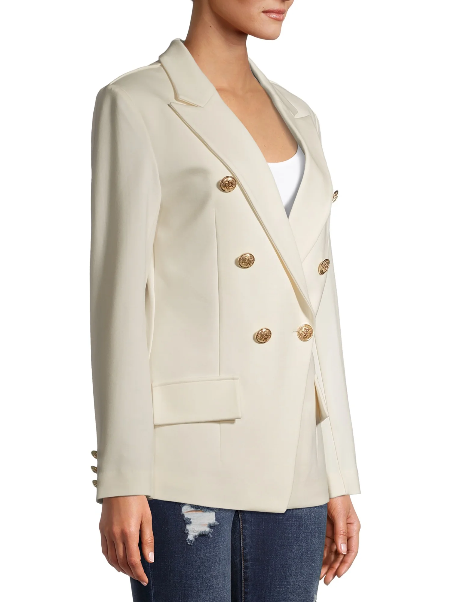 Attitude Unknown Women's Metallic Button Blazer
