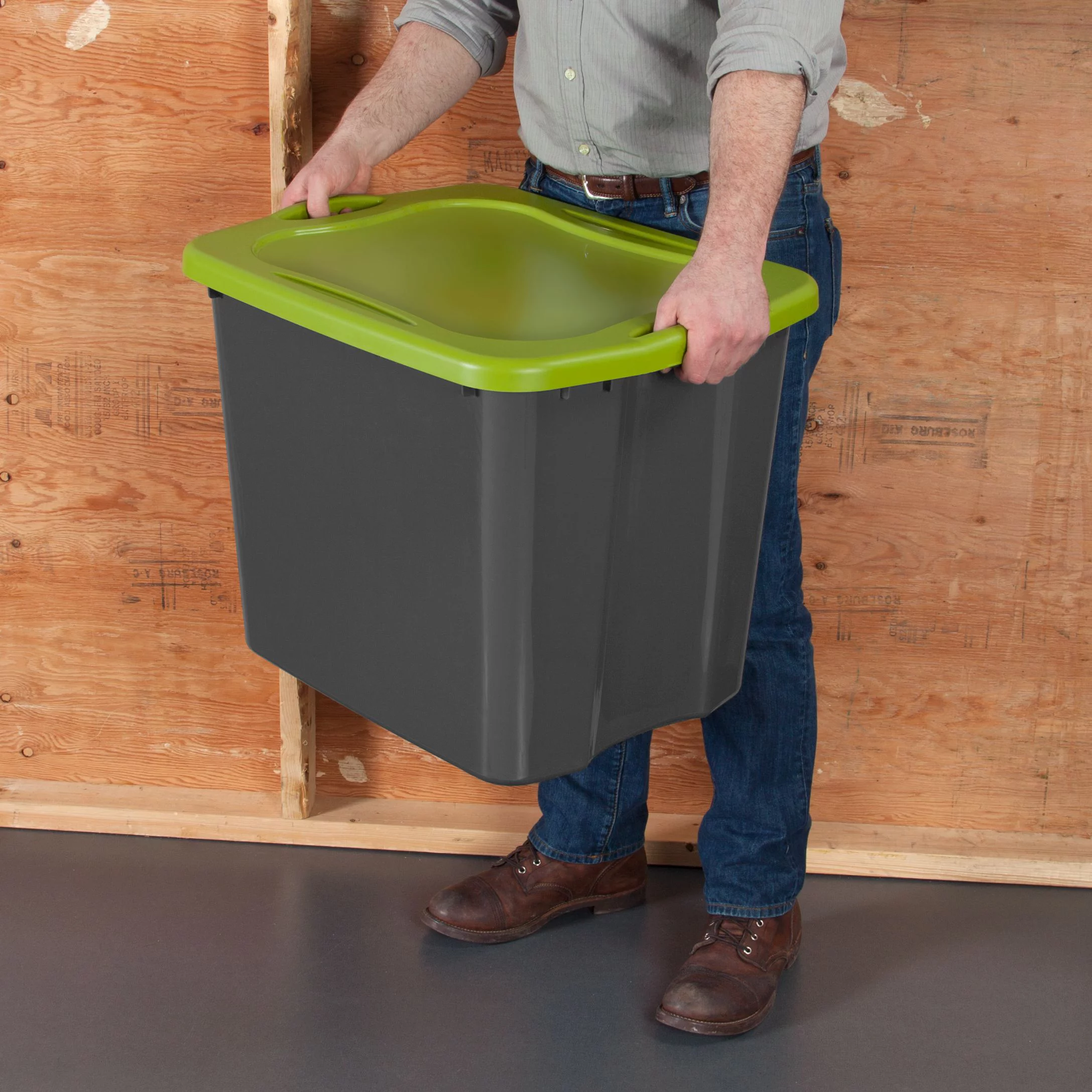 Sterilite 23.8 Gallon Flat Gray & Spicy Lime EZ Carry Tote, 2 Piece