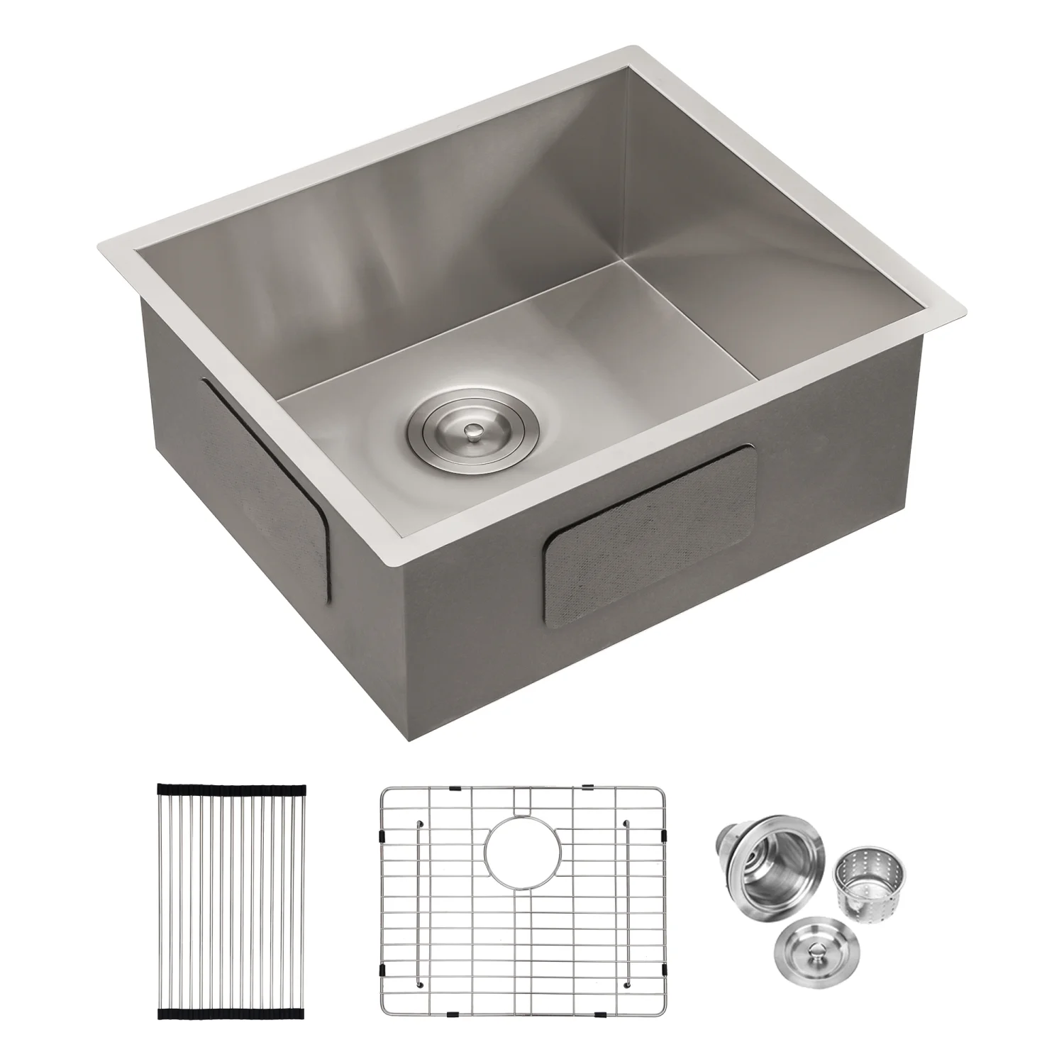ZJbiubiuHome 23 Inch Undermount Sink - Single Bowl Stainless Steel Kitchen Sink 18 Gauge 9 Inch Deep Kitchen Sink