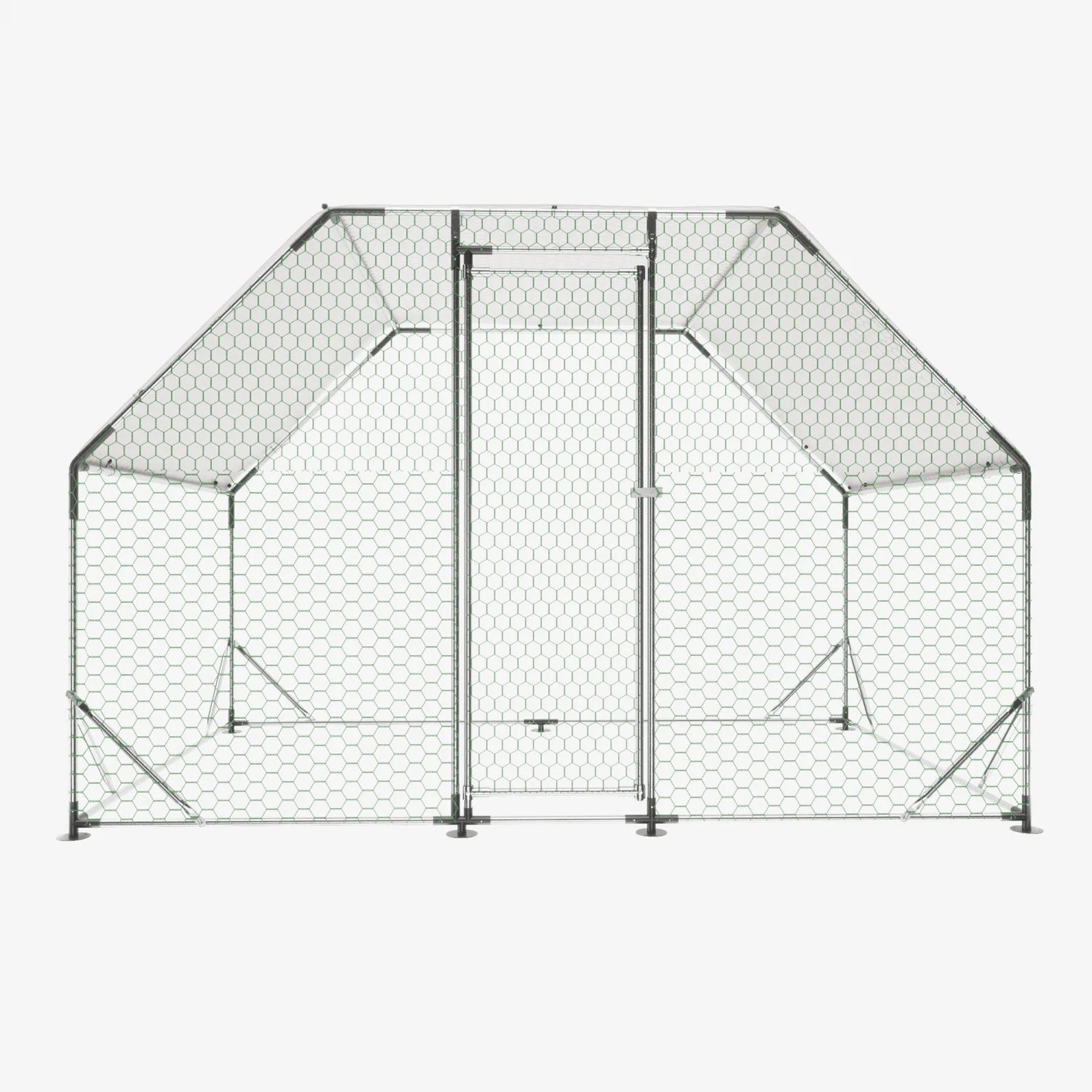 JHOOTUUO Metal Large  Coop Walk-in Poultry Cage Run  Shaped with Waterproof 9.94‘L x 6.46‘W x 6.36‘ft