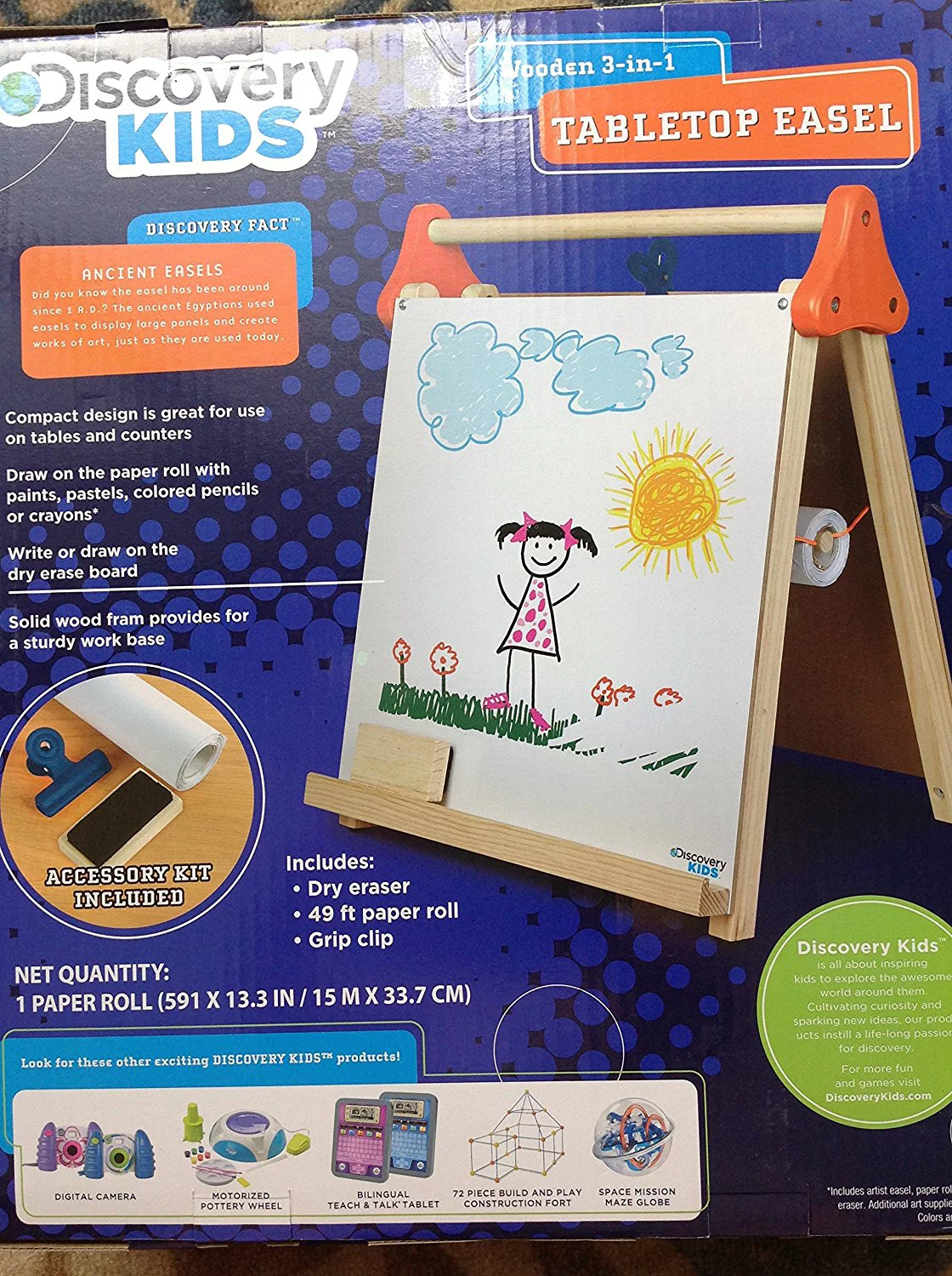 Sky Companies 3107010 Discovery Kids Wooden 3-in-1 Tabletop Easel, Plastic/Wood
