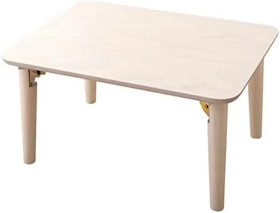 SQRTCV Wood Folding Coffee Table Rectangle Medium (17.7"x31.5") Natural  Floor Sitting Low Table Small Space Minimalist Japanese Tatami Room