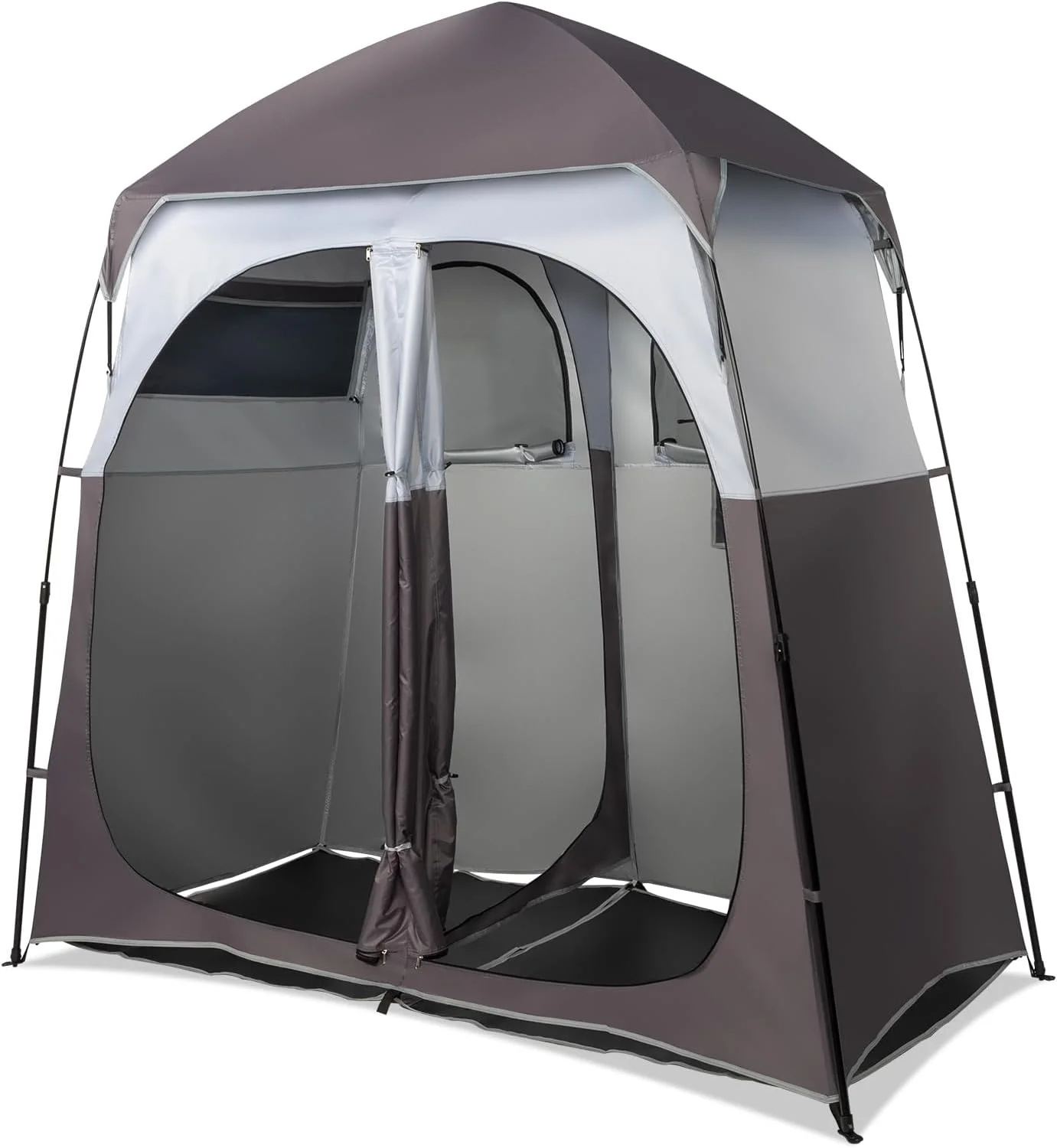 2 Room Shower Tent, 7.5 FT Instant Pop Up Shelter with Carrying Bag, Privacy Changing Room Tent,Perfect for Portable Toilet, Camping, Dressing, Outdoor Indoor, Easy Set Up